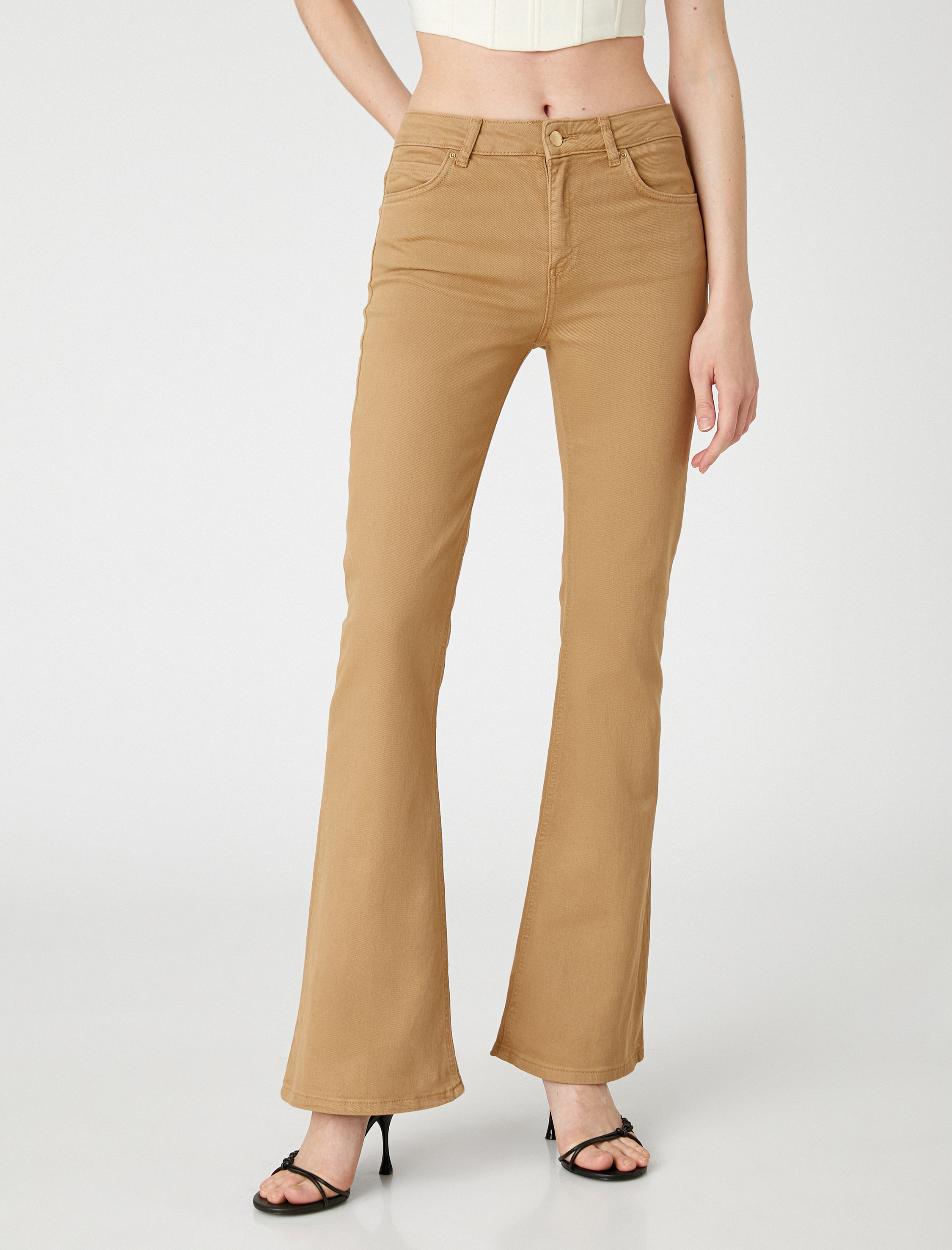 İspanyol Paça Kot Pantolon Dar Kesim Normal Bel