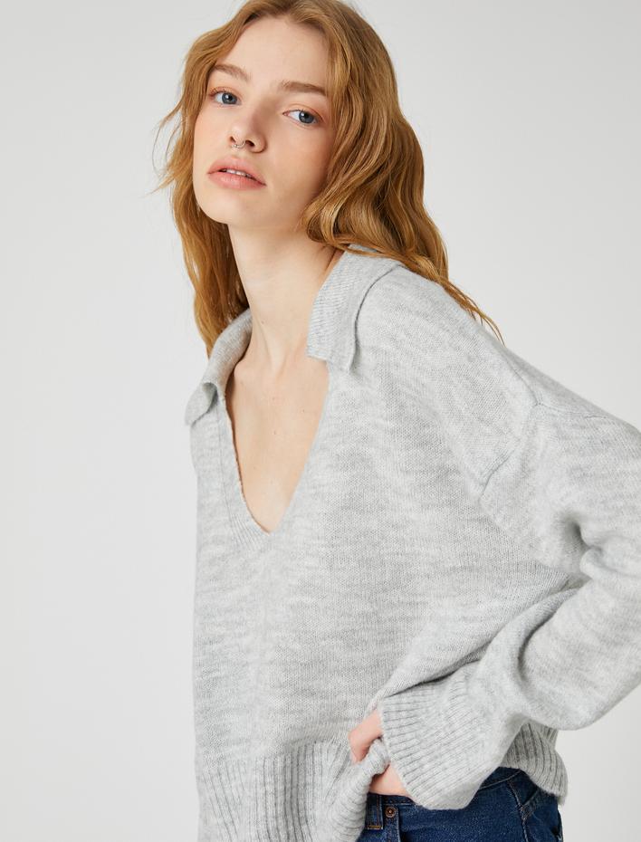  Polo Yaka Triko Kazak Uzun Kollu