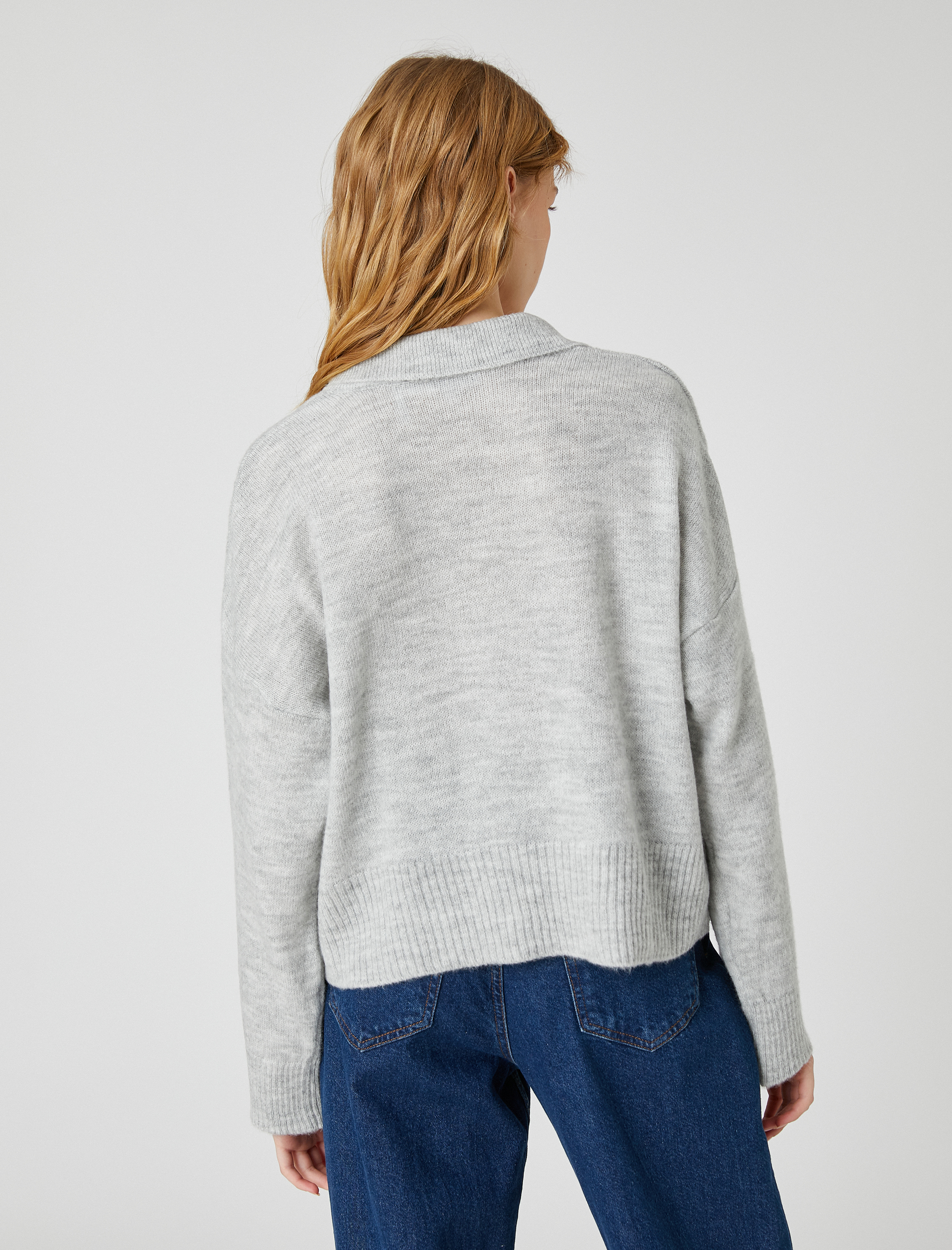   Polo Yaka Triko Kazak Uzun Kollu