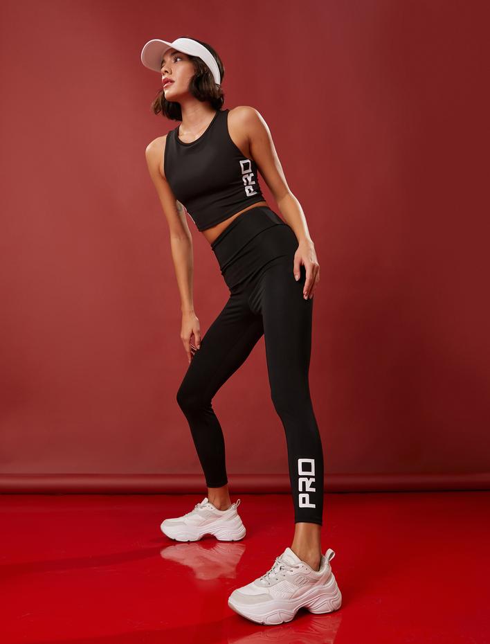  Baskılı Yüksek Bel Sporcu Tayt