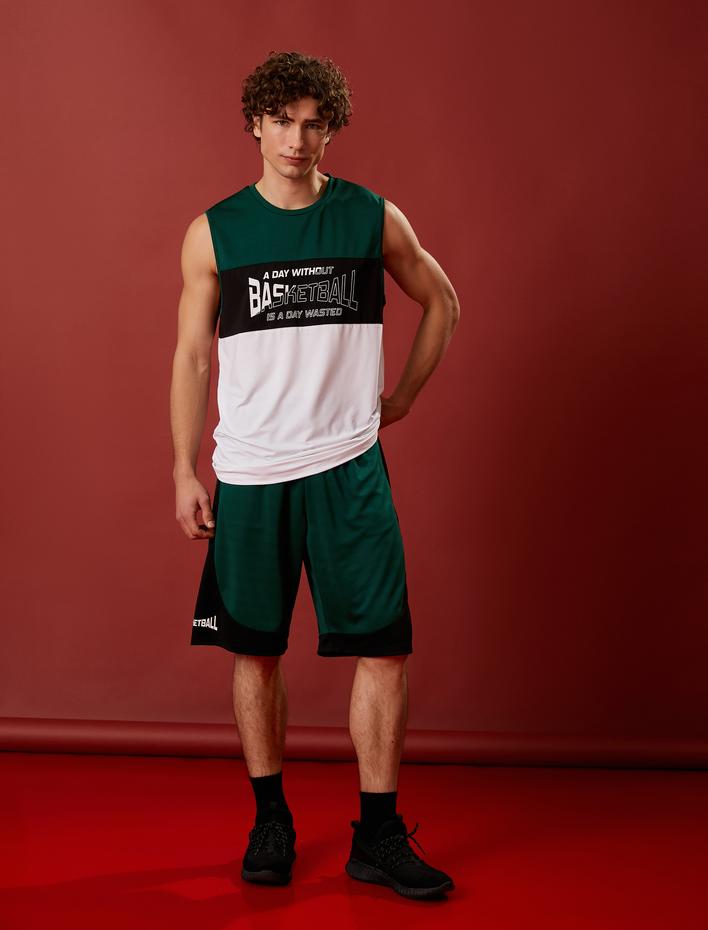  Oversize Basketbol Şortu Beli Bağcıklı Baskılı Cepli Nefes Alan Kumaş