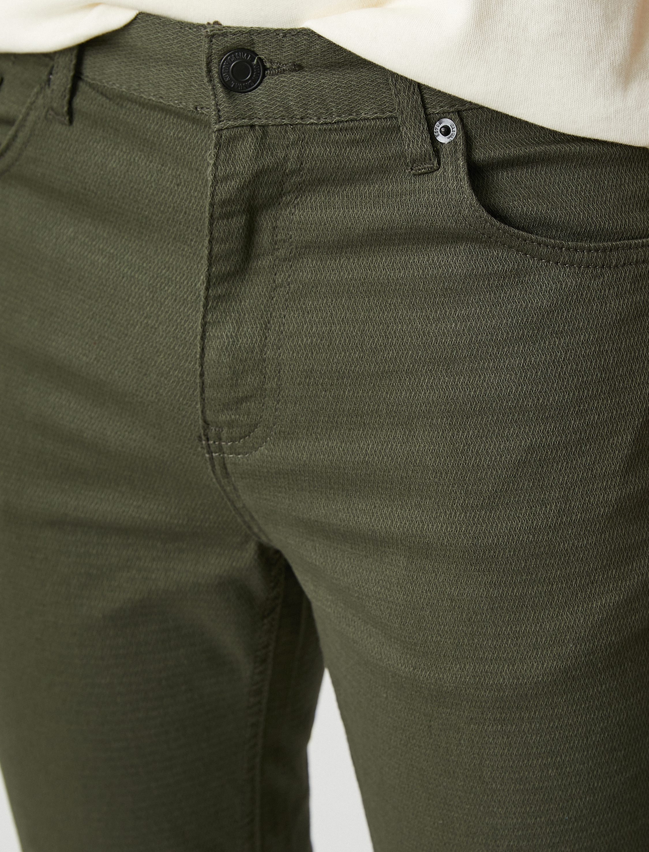   Dar Kesim Pantolon 5 Cepli Düğmeli Dokulu