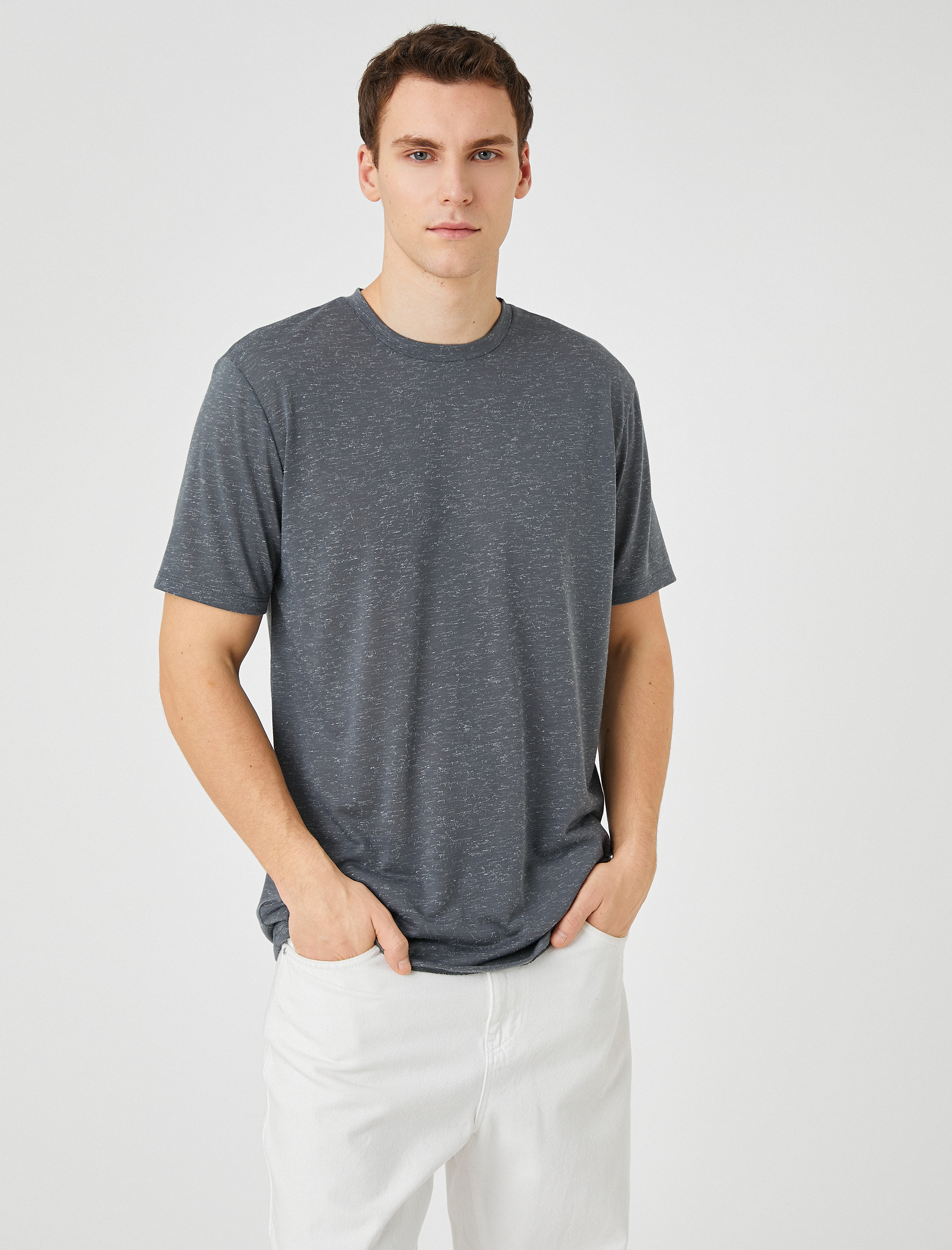   Basic Tişört Bisiklet Yaka Kısa Kollu Dar Kesim