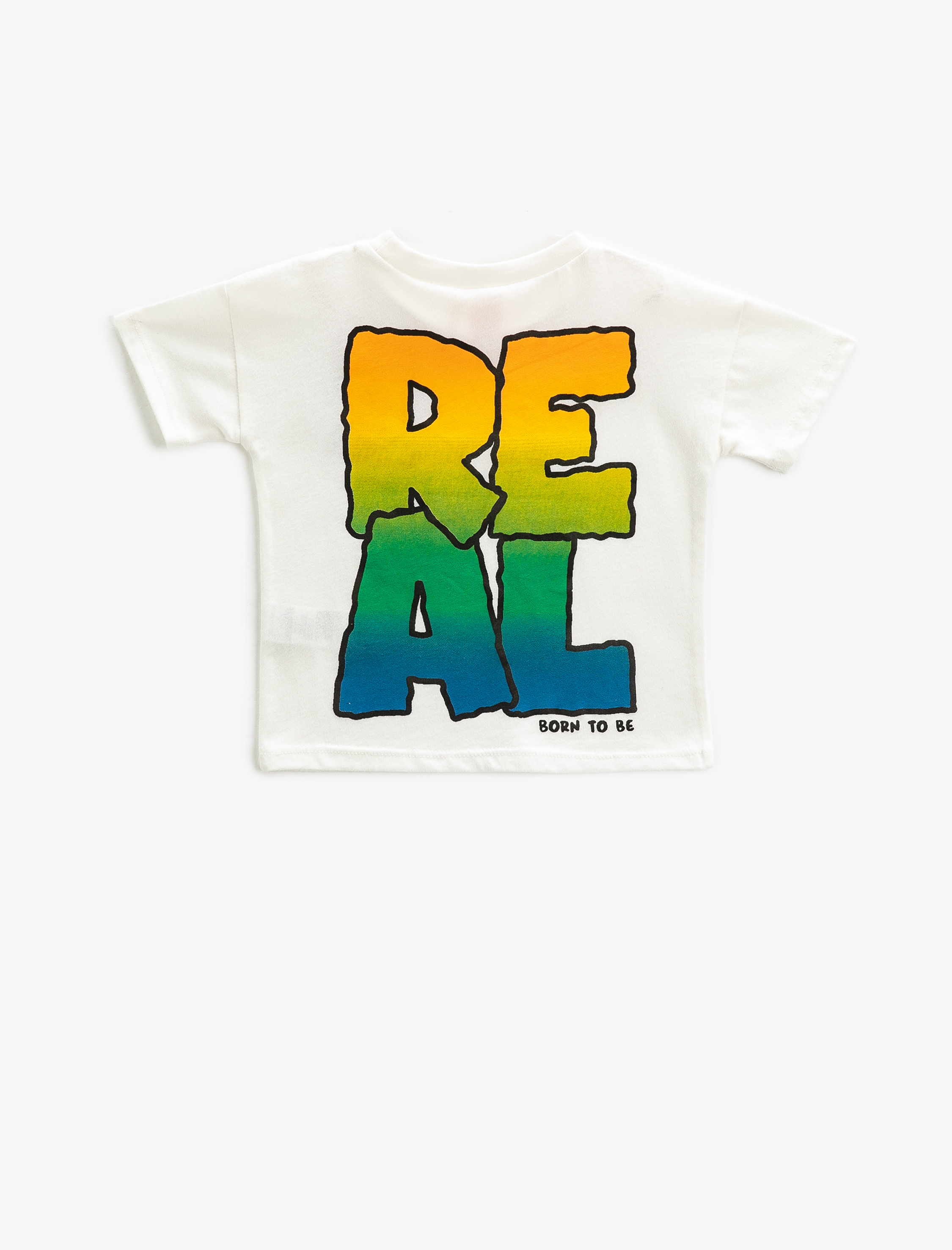  Erkek Bebek Kısa Kollu Tişört Bisiklet Yaka  Arkası Baskılı