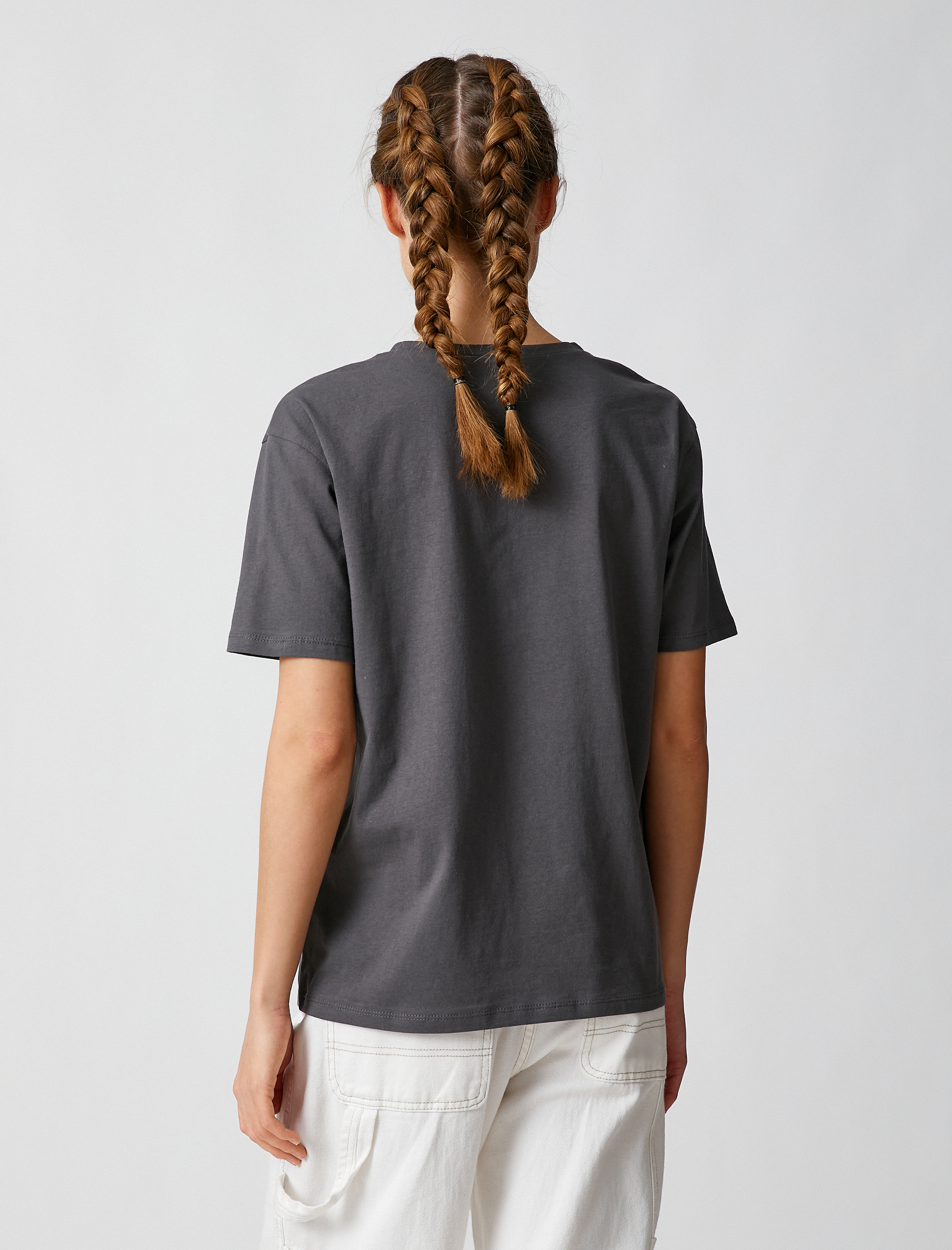   Baskılı Tişört Kısa Kollu Bisiklet Yaka