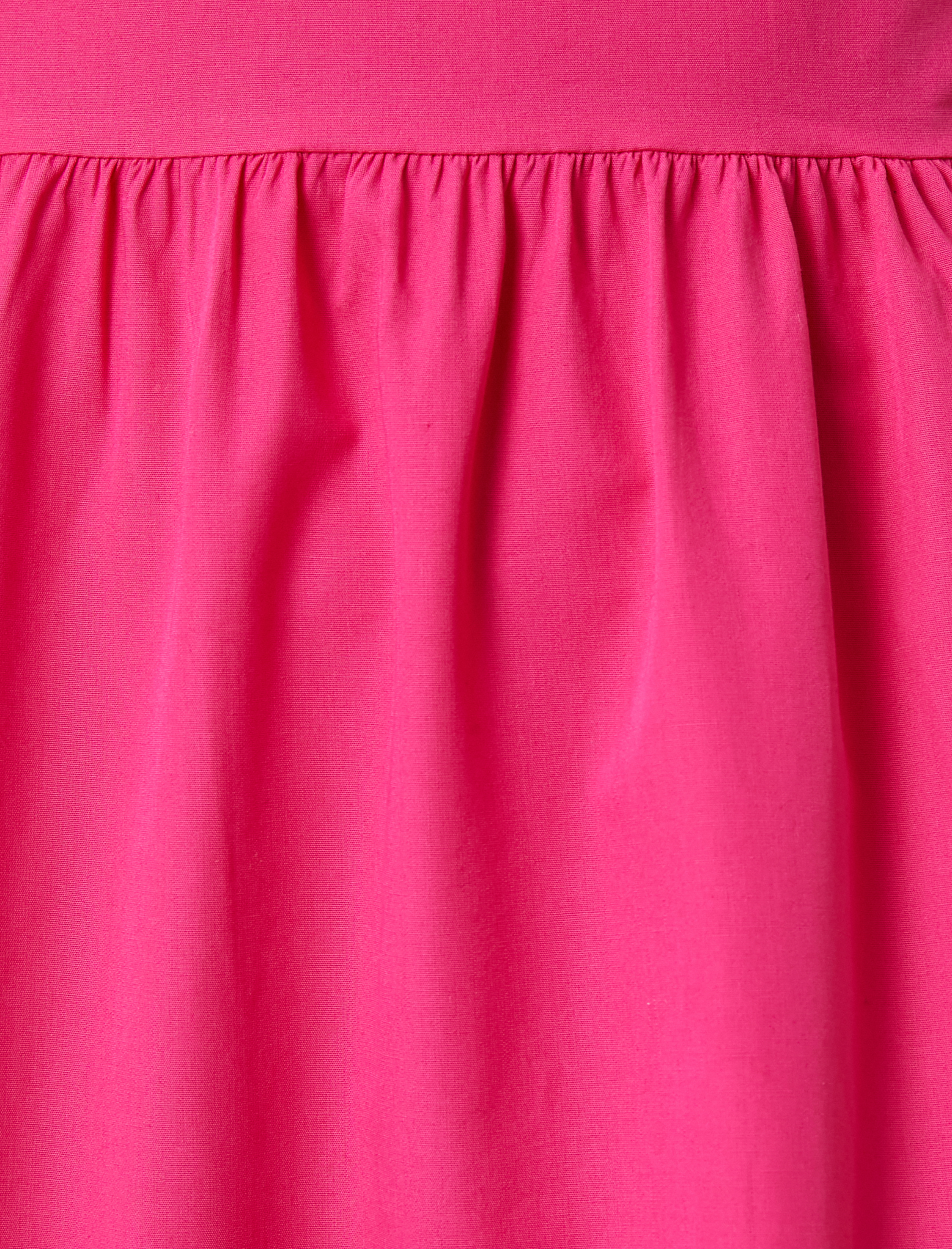 Uzun Katlı Poplin Elbise Kare Yaka İnce Askılı