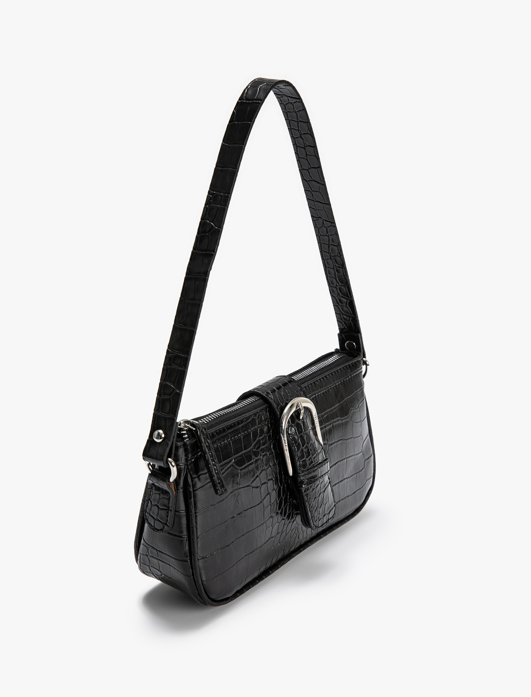  Kadın Baget Çanta Kroko Suni Deri Tokalı