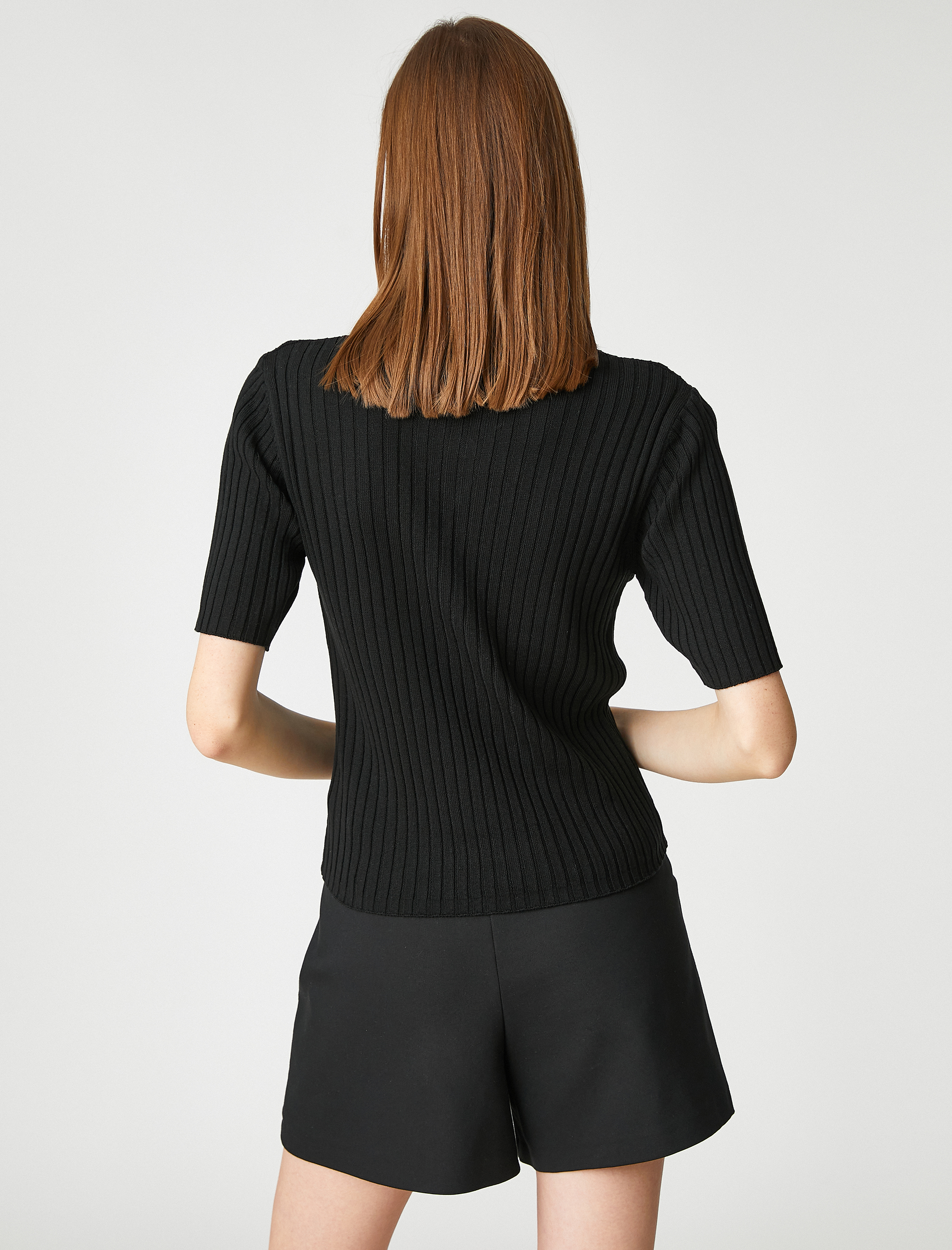   Polo Yaka Triko Kazak Düğmeli Ribanalı