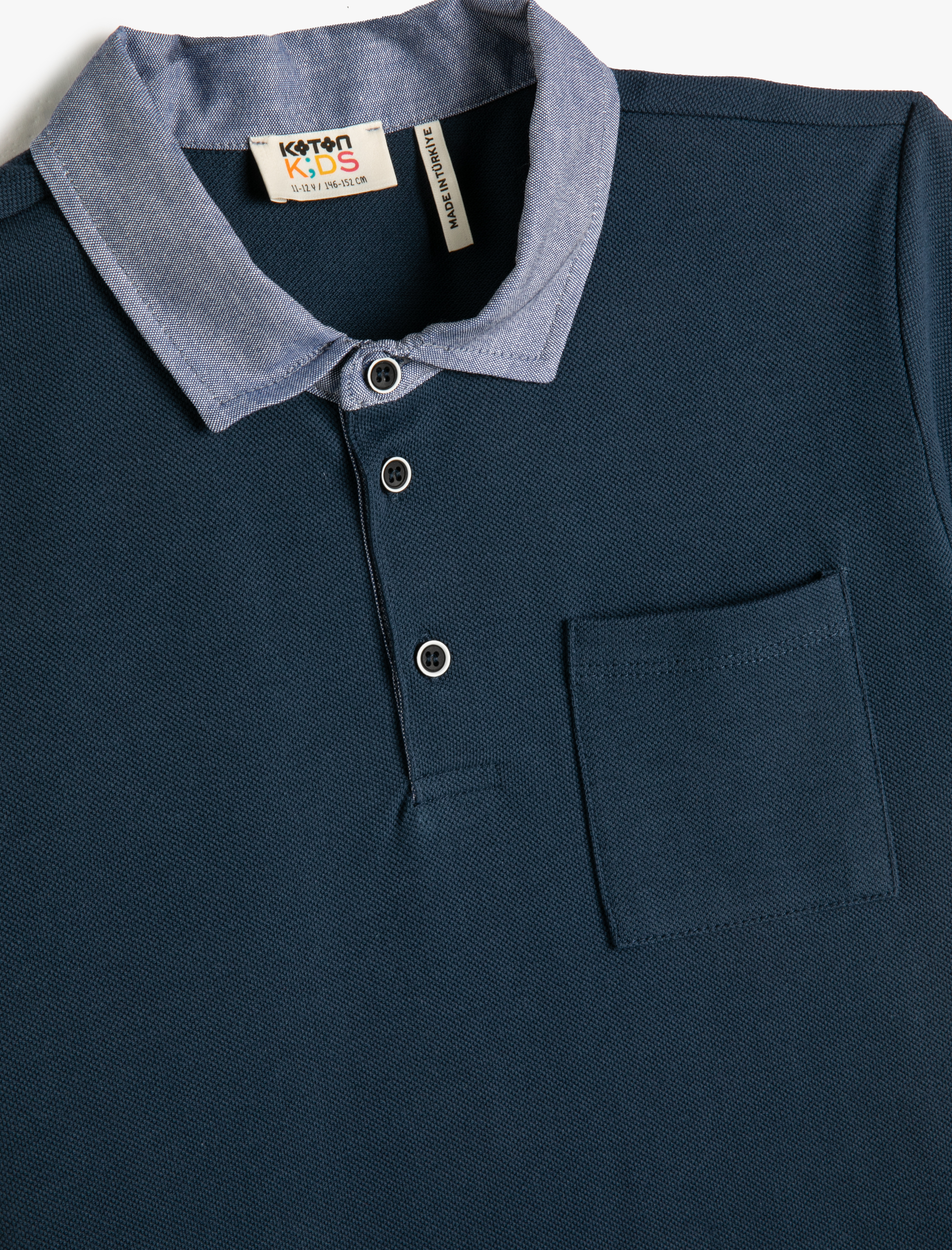  Erkek Çocuk Polo Yaka Tişört Kısa Kollu Tek Cep Detaylı Pamuklu