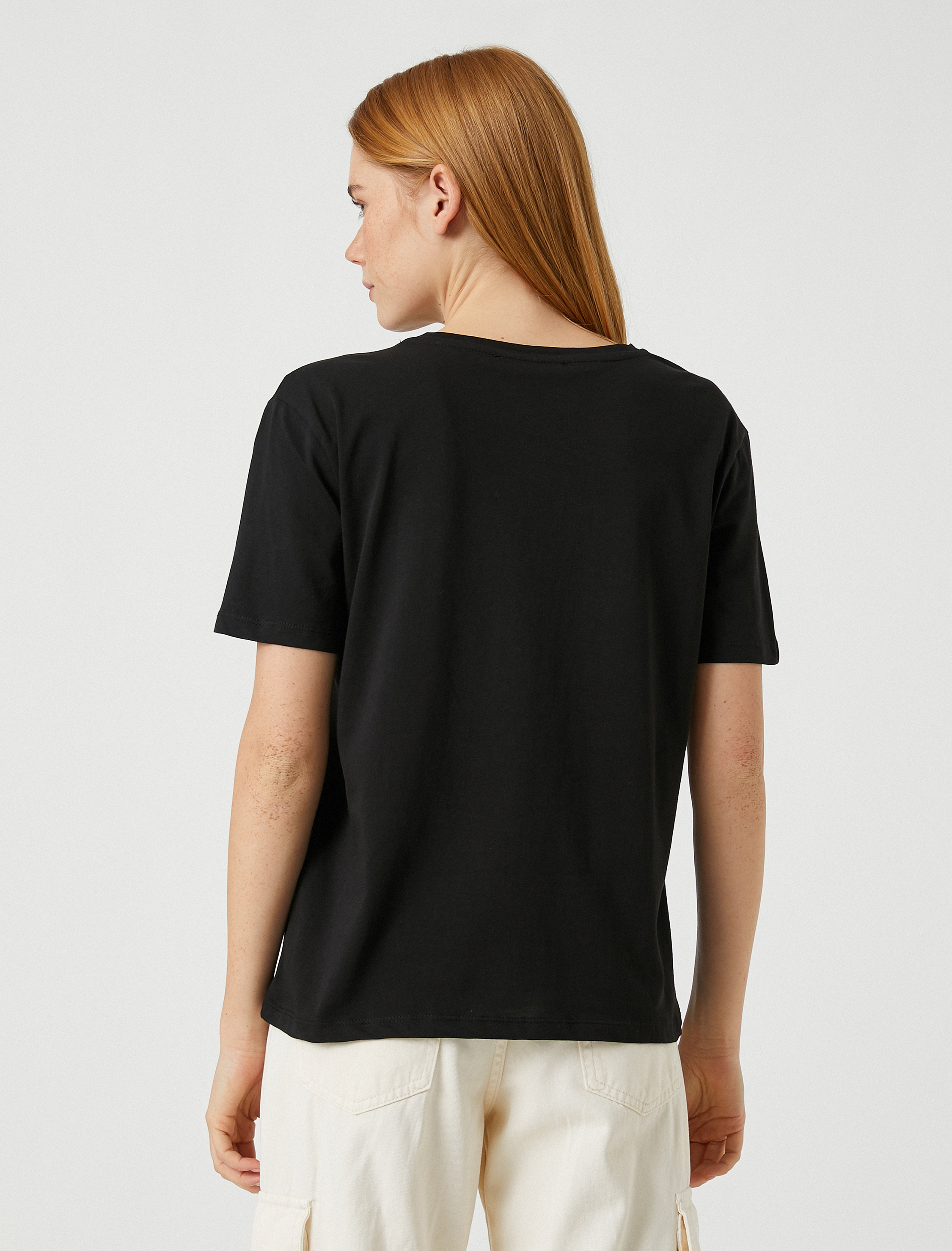   Basic Tişört Pamuklu Bisiklet Yaka Kısa Kollu