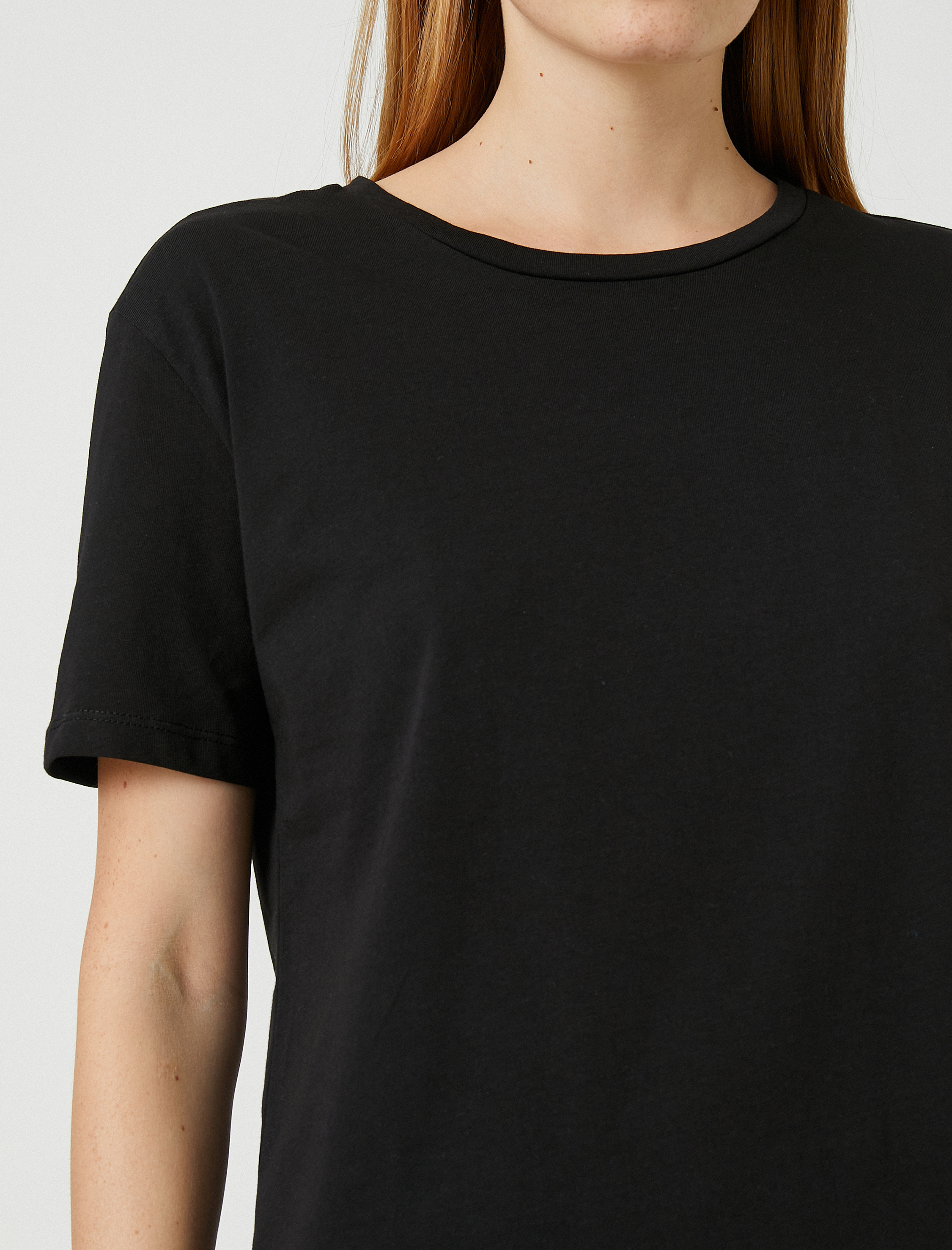   Basic Tişört Pamuklu Bisiklet Yaka Kısa Kollu