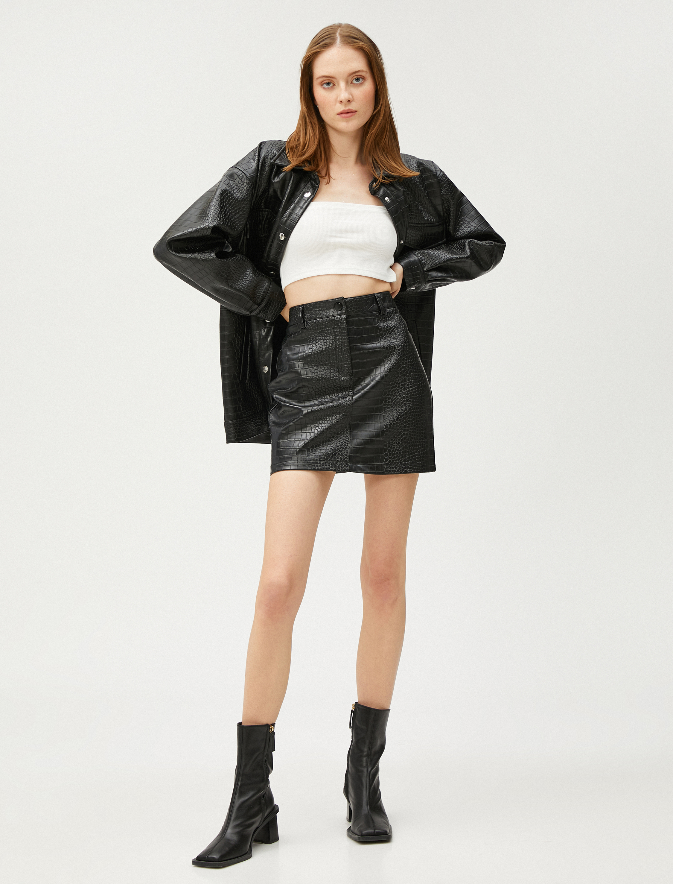   Mini Etek Kroko Suni Deri