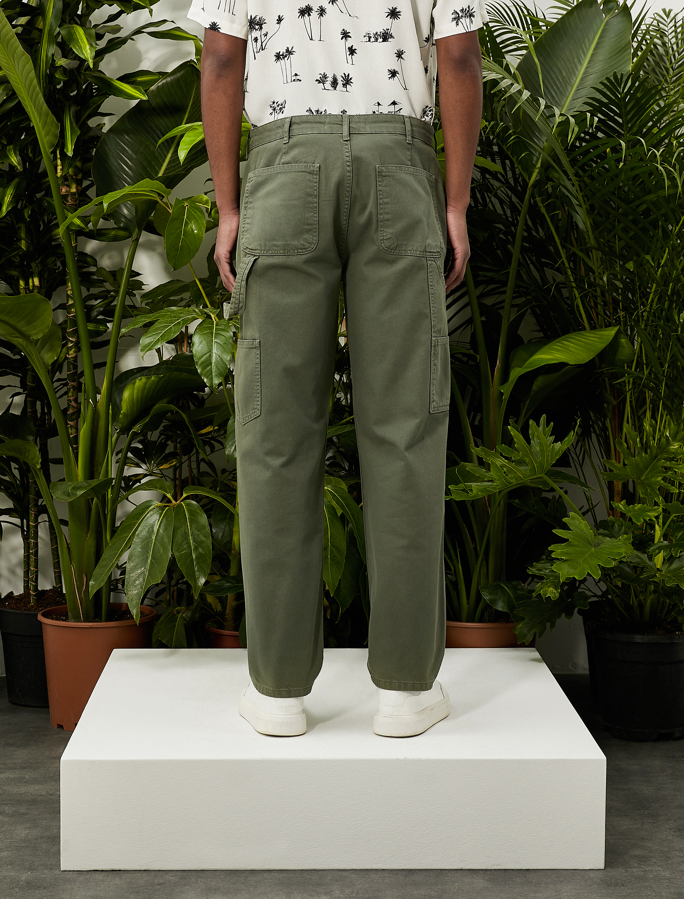   Canvas Pantolon Bol Kesim Cep Detaylı Düğmeli Pamuklu