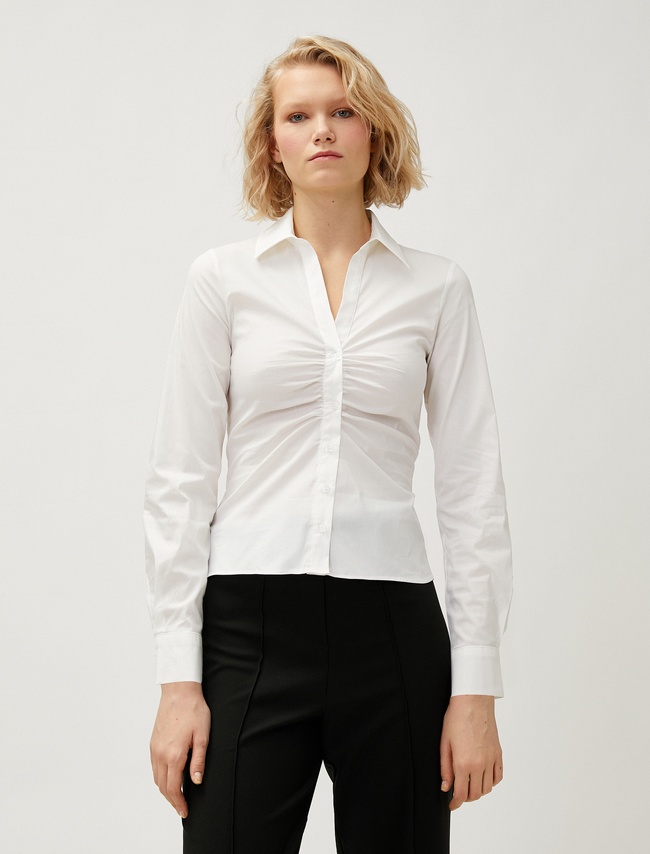   Drapeli Gömlek Uzun Kollu Slim Fit