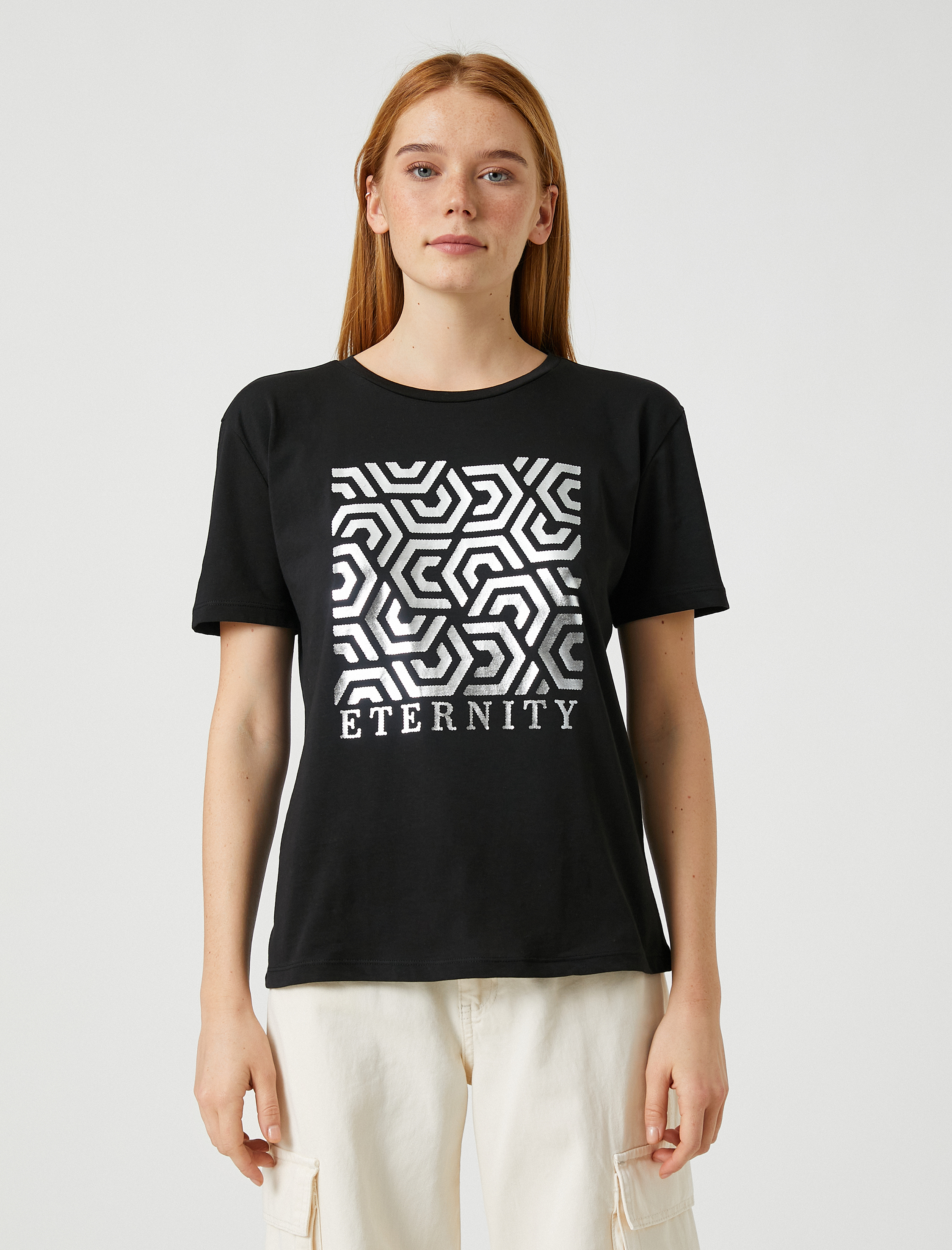   Parlak Baskılı Tişört Pamuklu