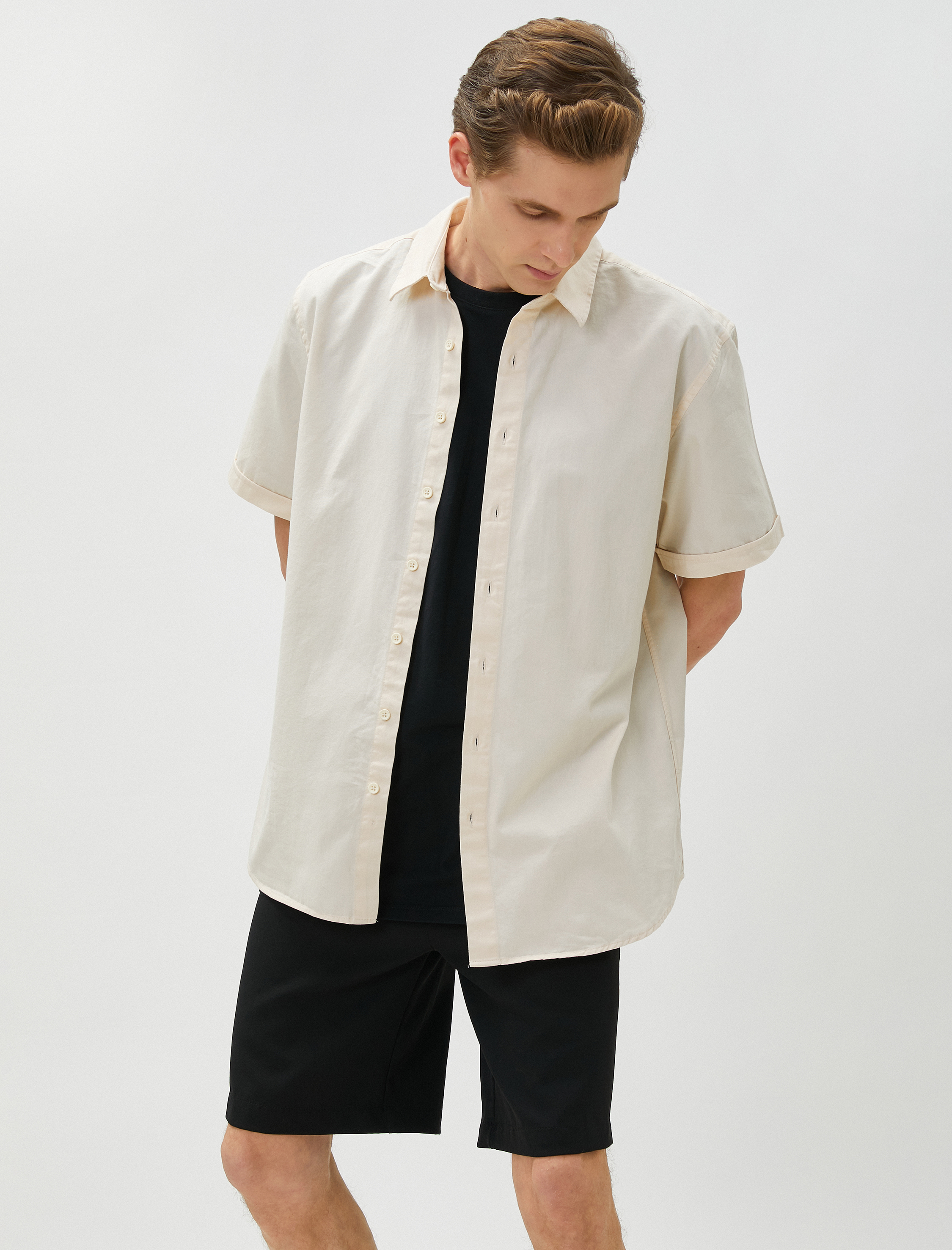   Yazlık Gömlek Kısa Kollu Klasik Yaka Pamuklu