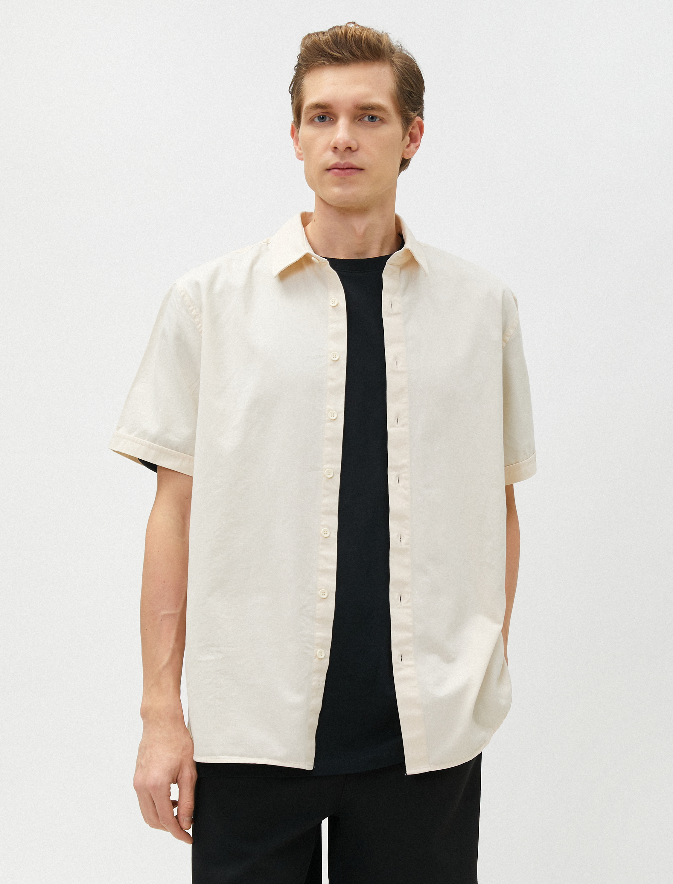   Yazlık Gömlek Kısa Kollu Klasik Yaka Pamuklu