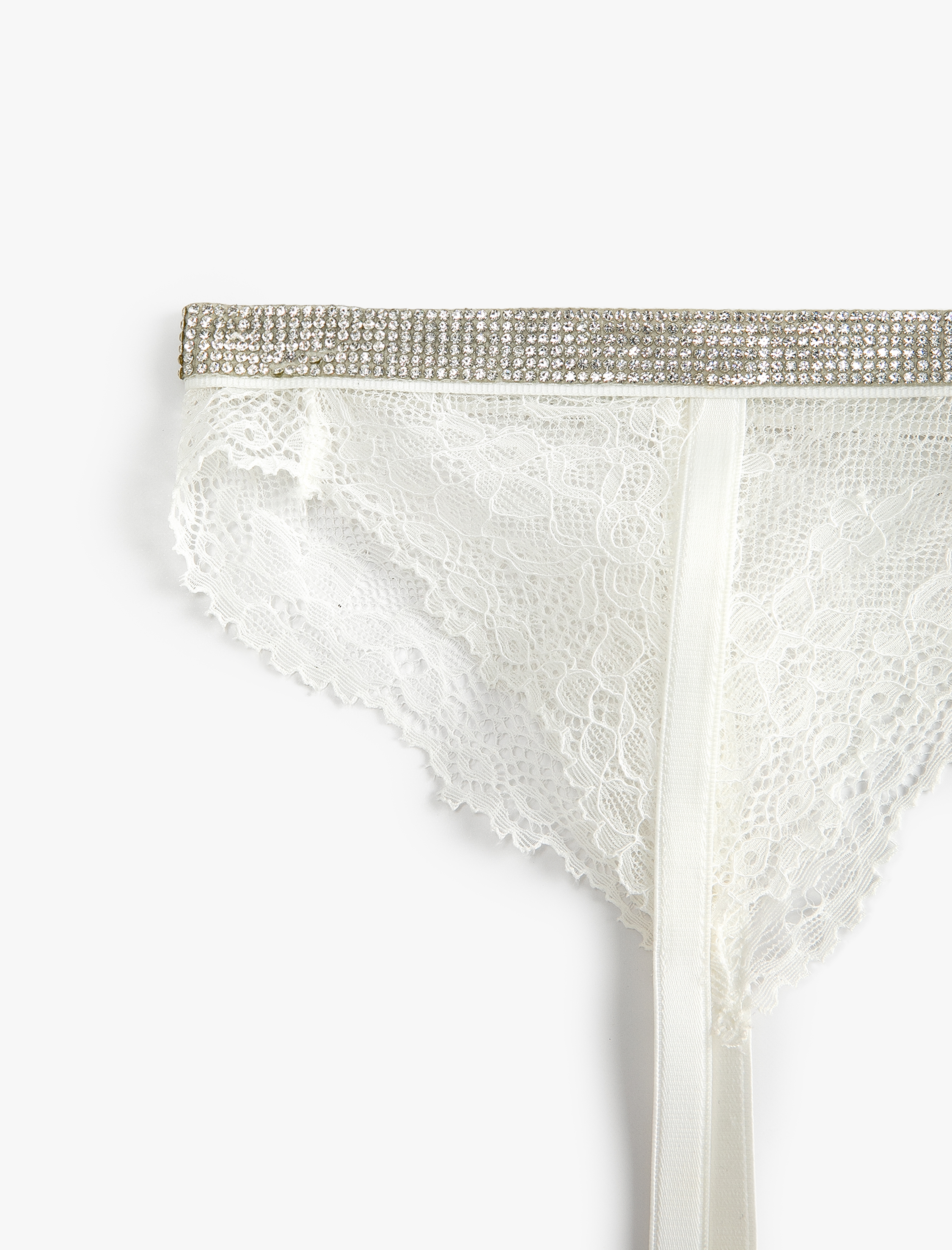   Bridal Jartiyer Parlak Taş Detaylı Dantelli