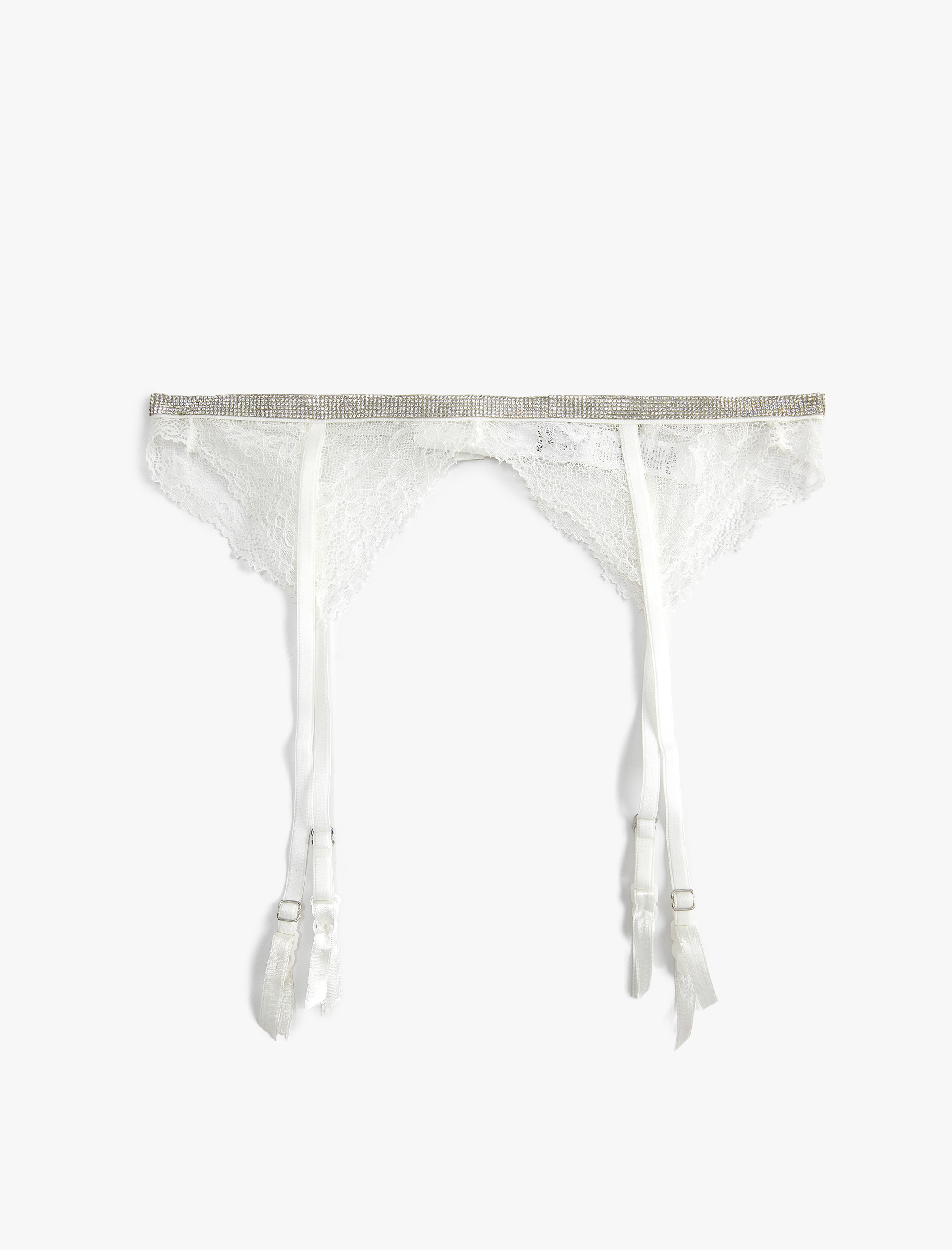   Bridal Jartiyer Parlak Taş Detaylı Dantelli