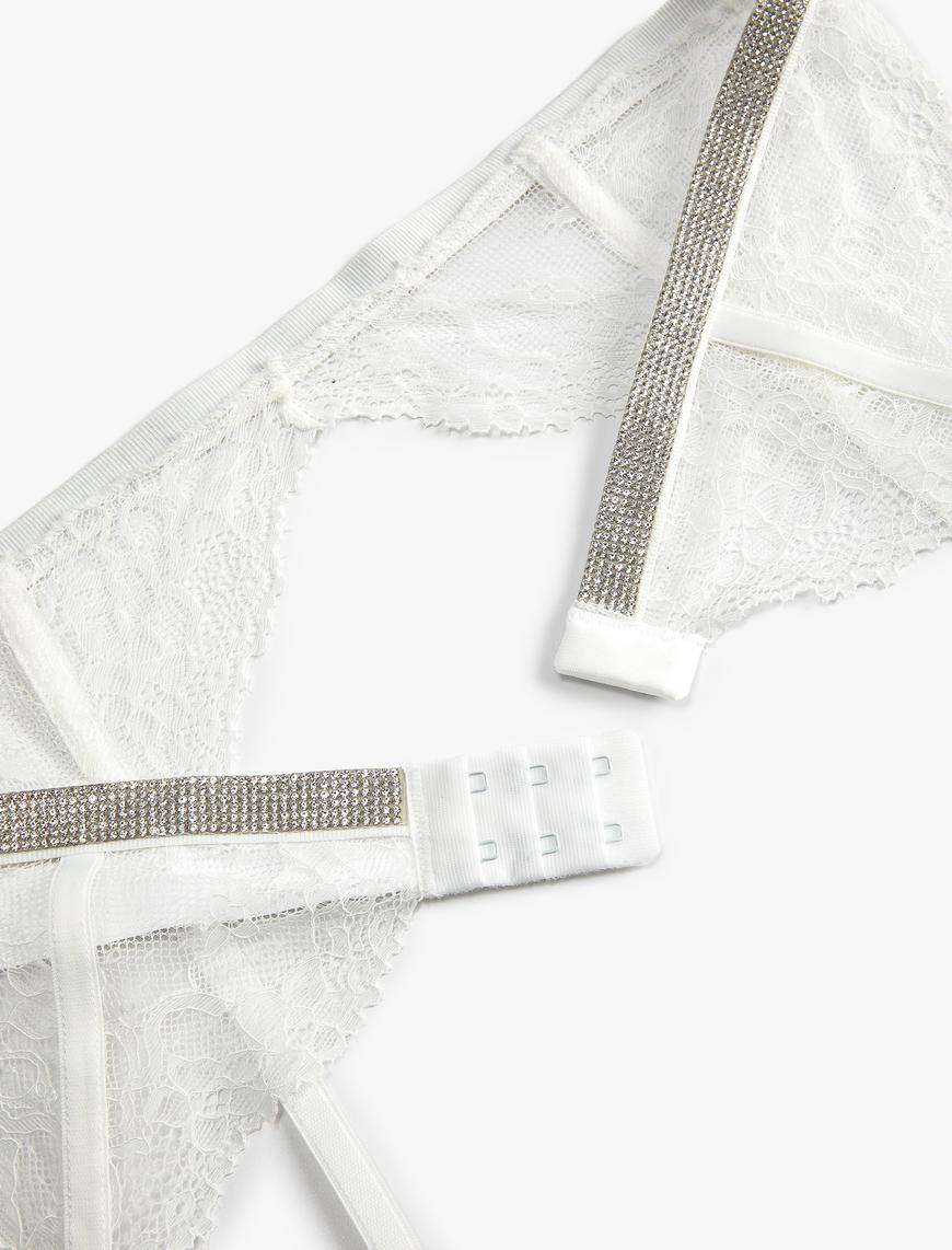   Bridal Jartiyer Parlak Taş Detaylı Dantelli