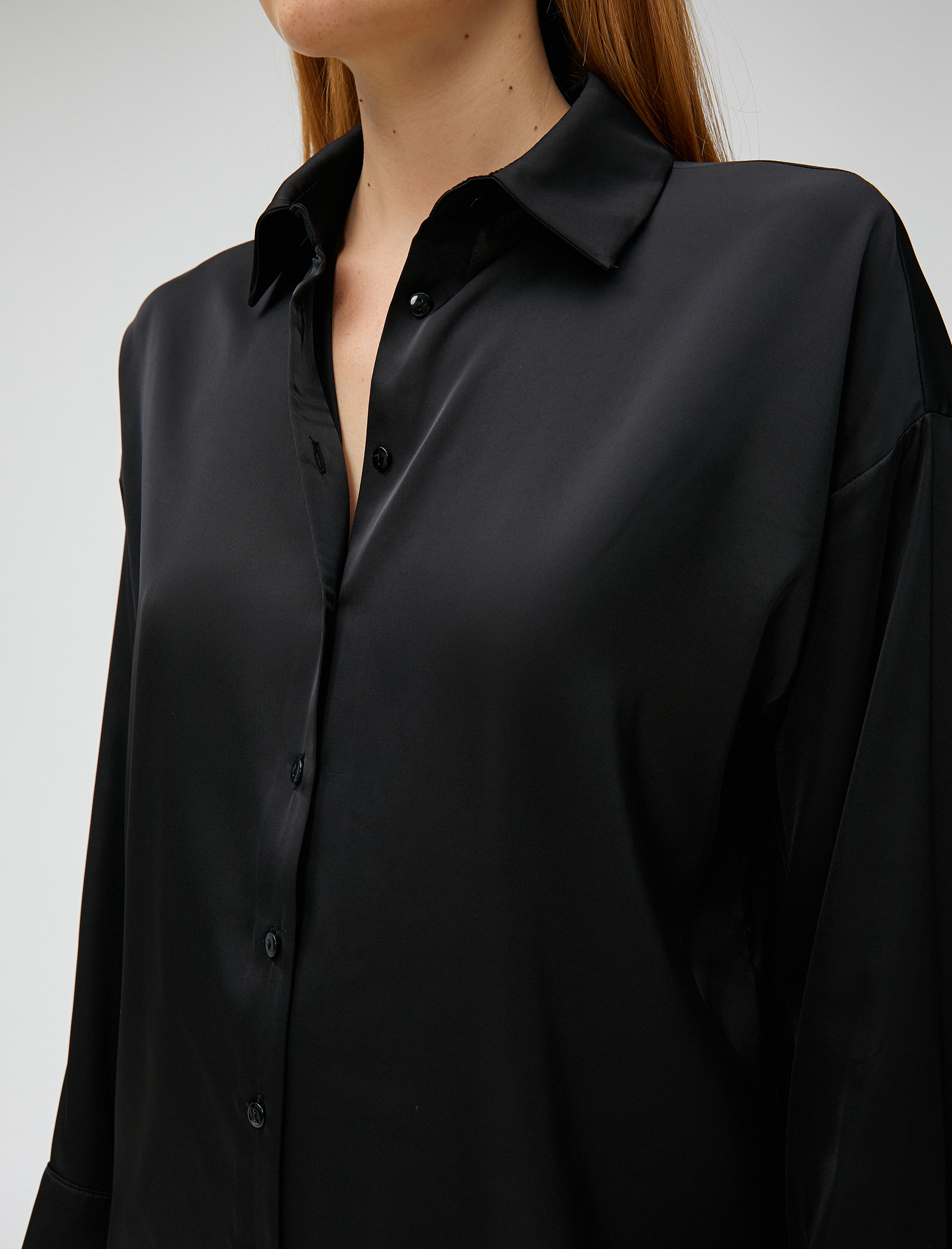   Saten Gömlek Uzun Kollu Düğmeli