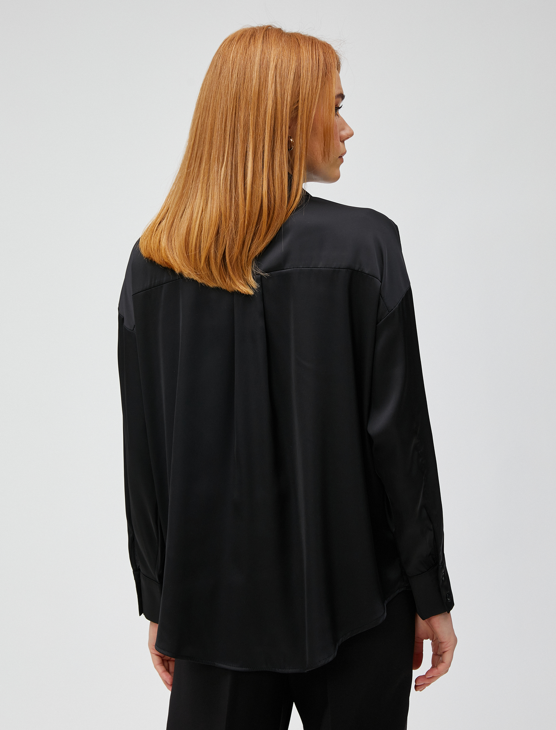   Saten Gömlek Uzun Kollu Düğmeli