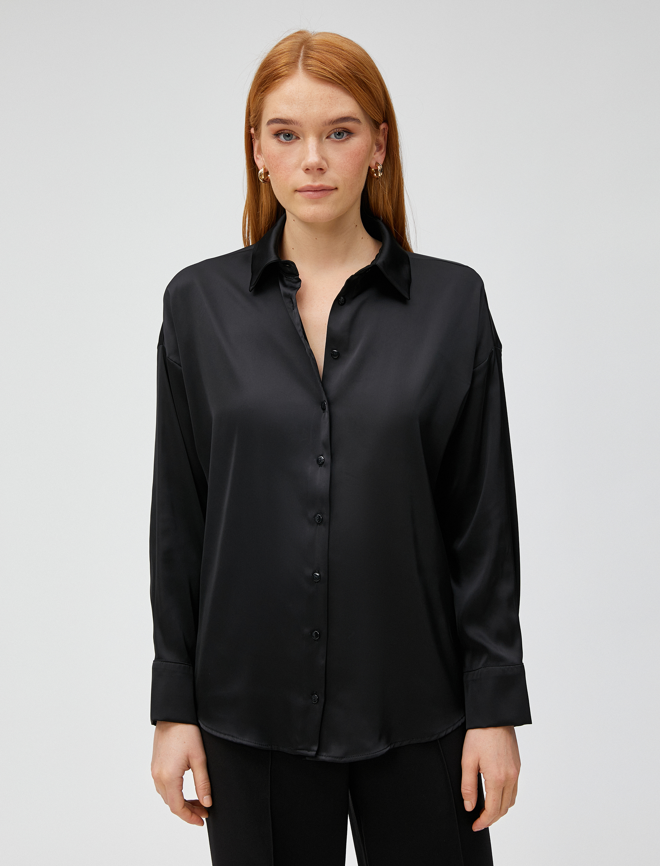   Saten Gömlek Uzun Kollu Düğmeli