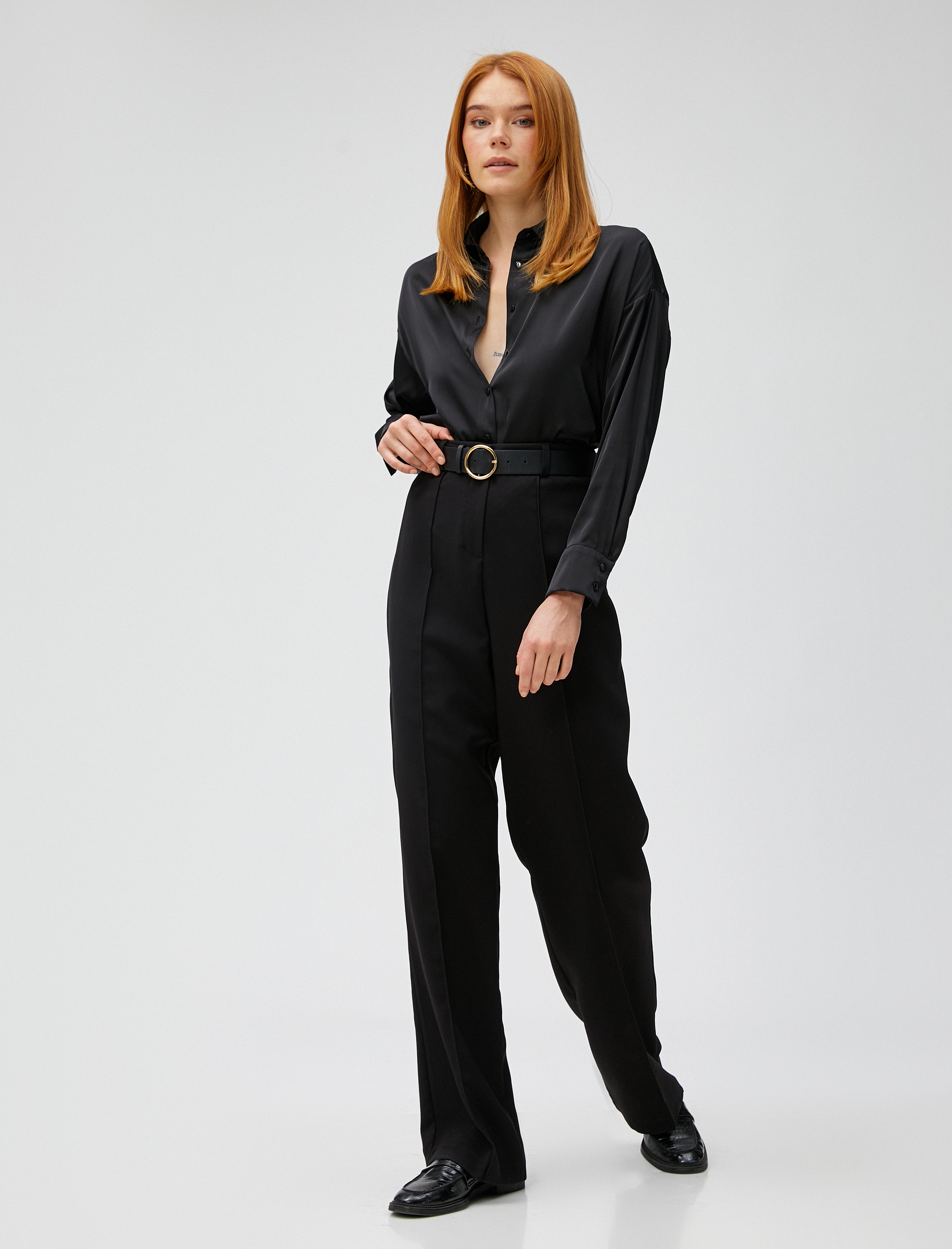   Saten Gömlek Uzun Kollu Düğmeli