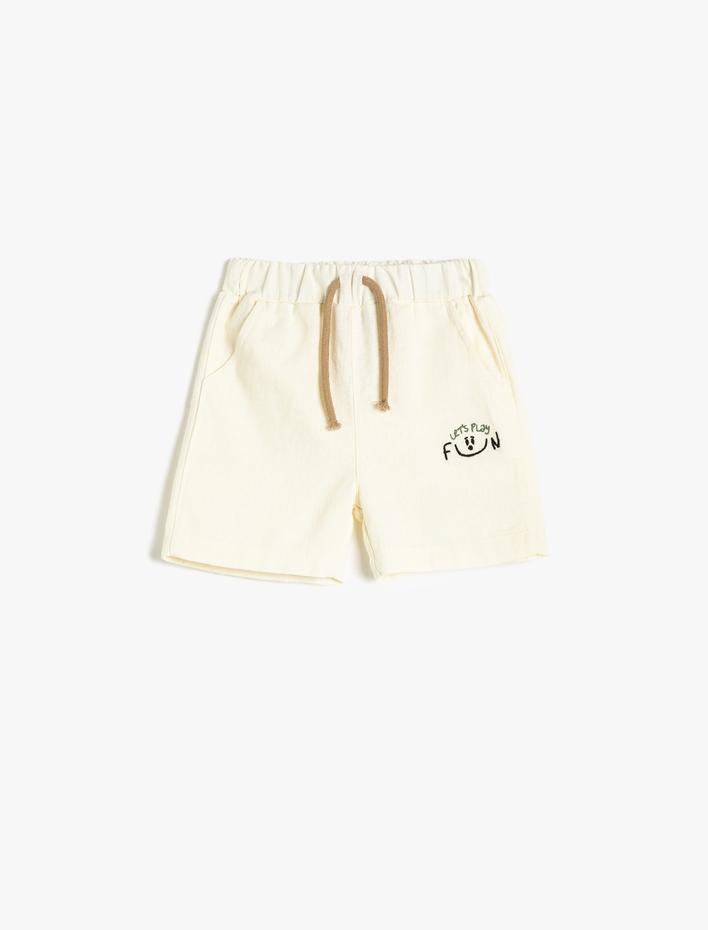 Erkek Bebek Şort Keten Karışımlı Beli Bağlamalı Cepli