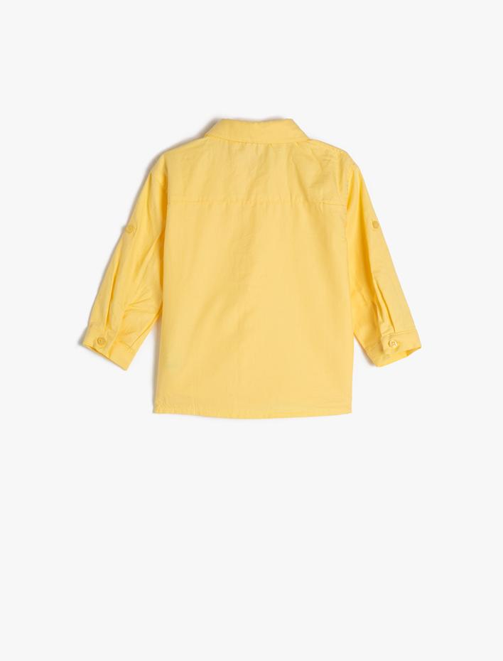 Erkek Bebek Gömlek Pamuklu Uzun Kollu Cep Detaylı