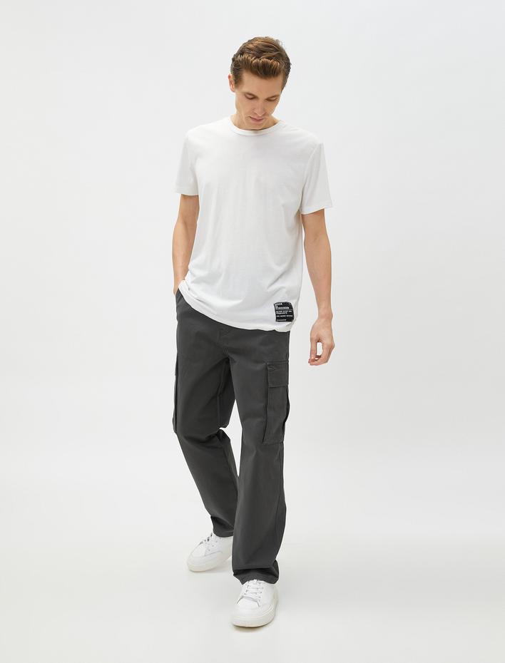  Kargo Pantolon Düğmeli Cep Detaylı Pamuklu