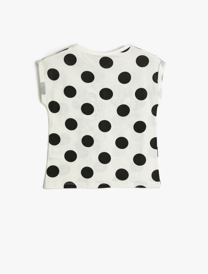 Kız Çocuk Minnie Mouse Tişört Oversize Lisanslı Parıltılı Pamuklu