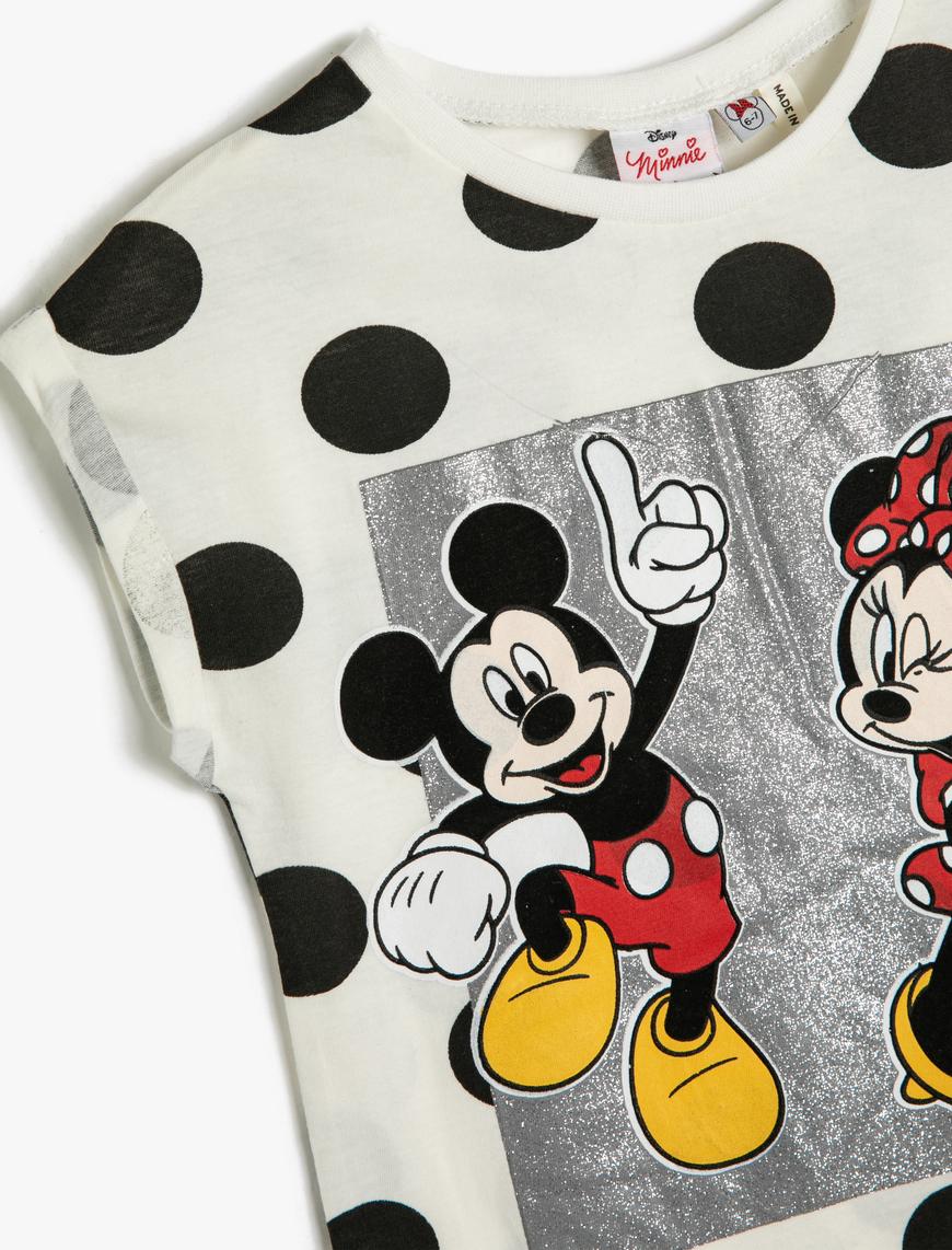  Kız Çocuk Minnie Mouse Tişört Oversize Lisanslı Parıltılı Pamuklu
