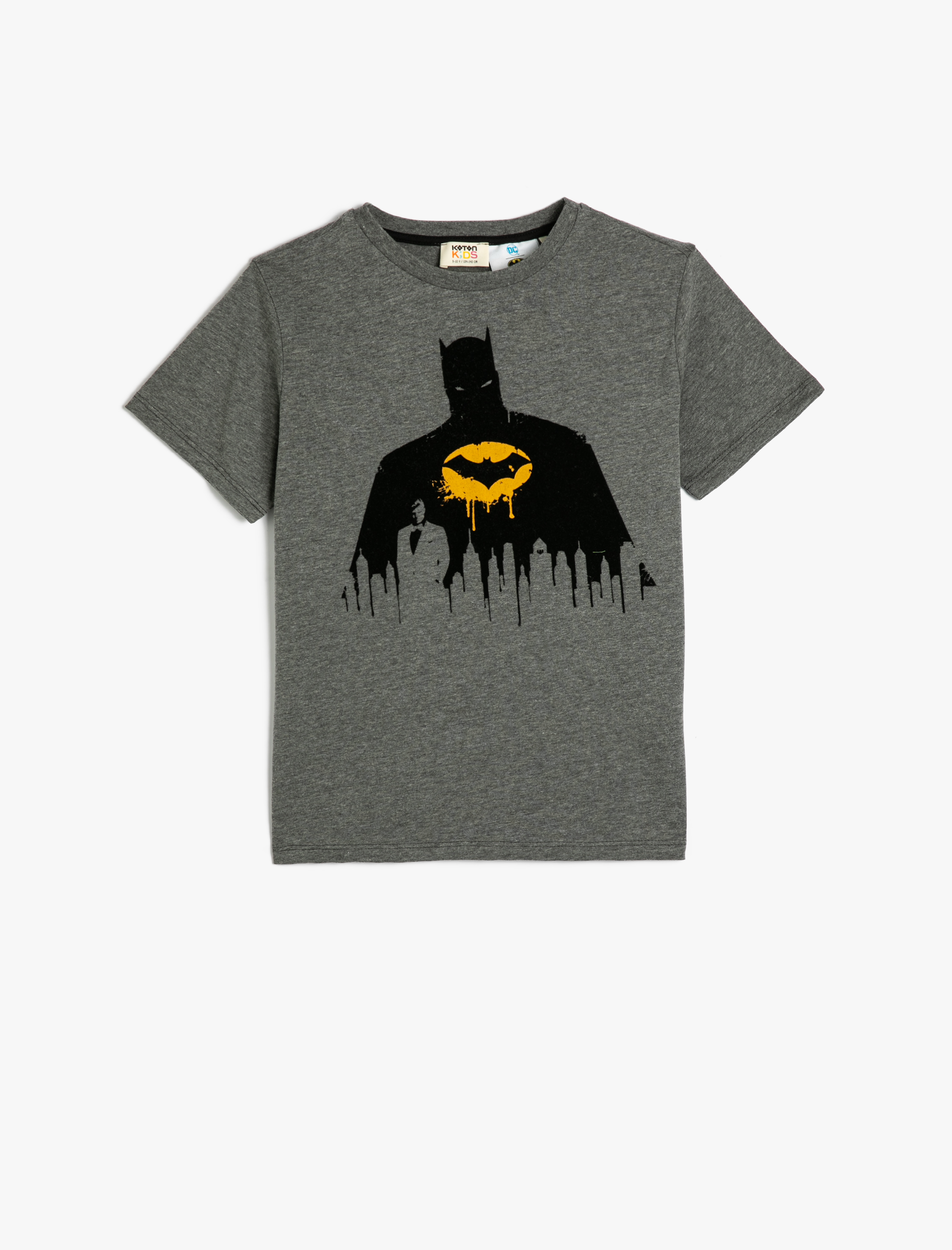 Siyah Erkek Cocuk Batman Ti ort Lisansl K sa Kollu Bisiklet Yaka 3SKB10161TK Koton