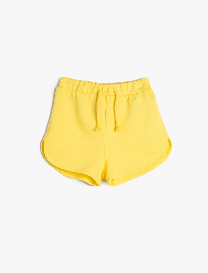 Kız Çocuk Şort Basic Beli Bağlamalı Cepli Pamuklu
