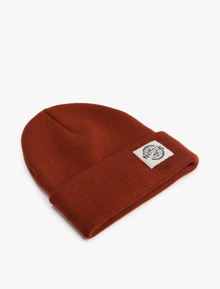 Erkek Basic Bere Manzara Etiket Baskılı Katlama Detaylı