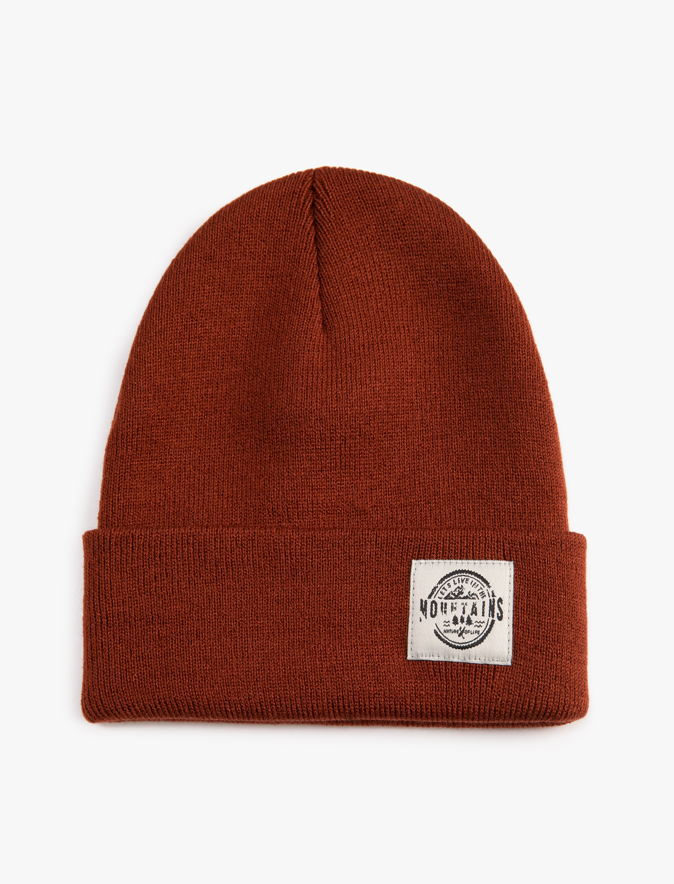  Erkek Basic Bere Manzara Etiket Baskılı Katlama Detaylı