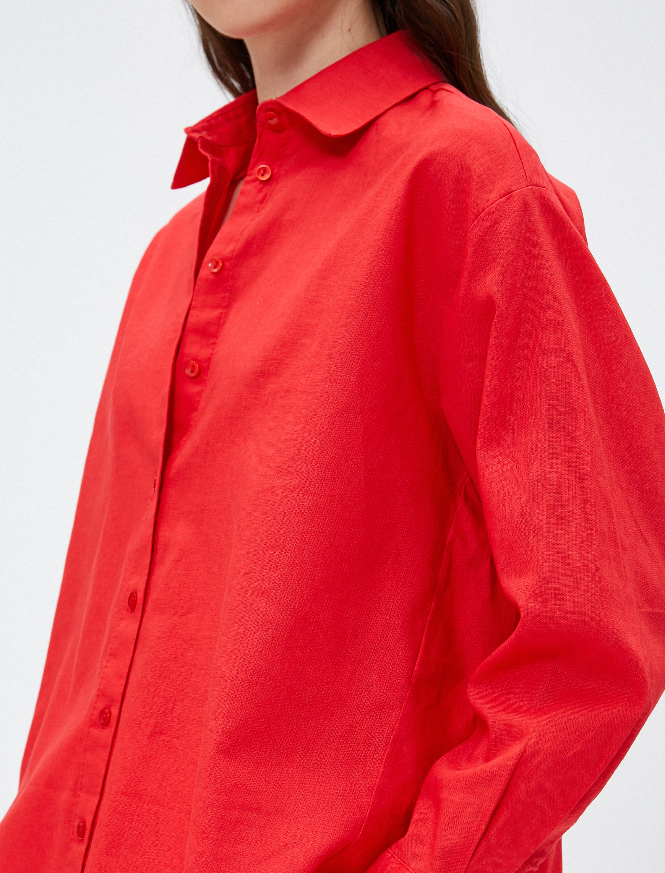   Keten Gömlek Oversize Uzun Kollu