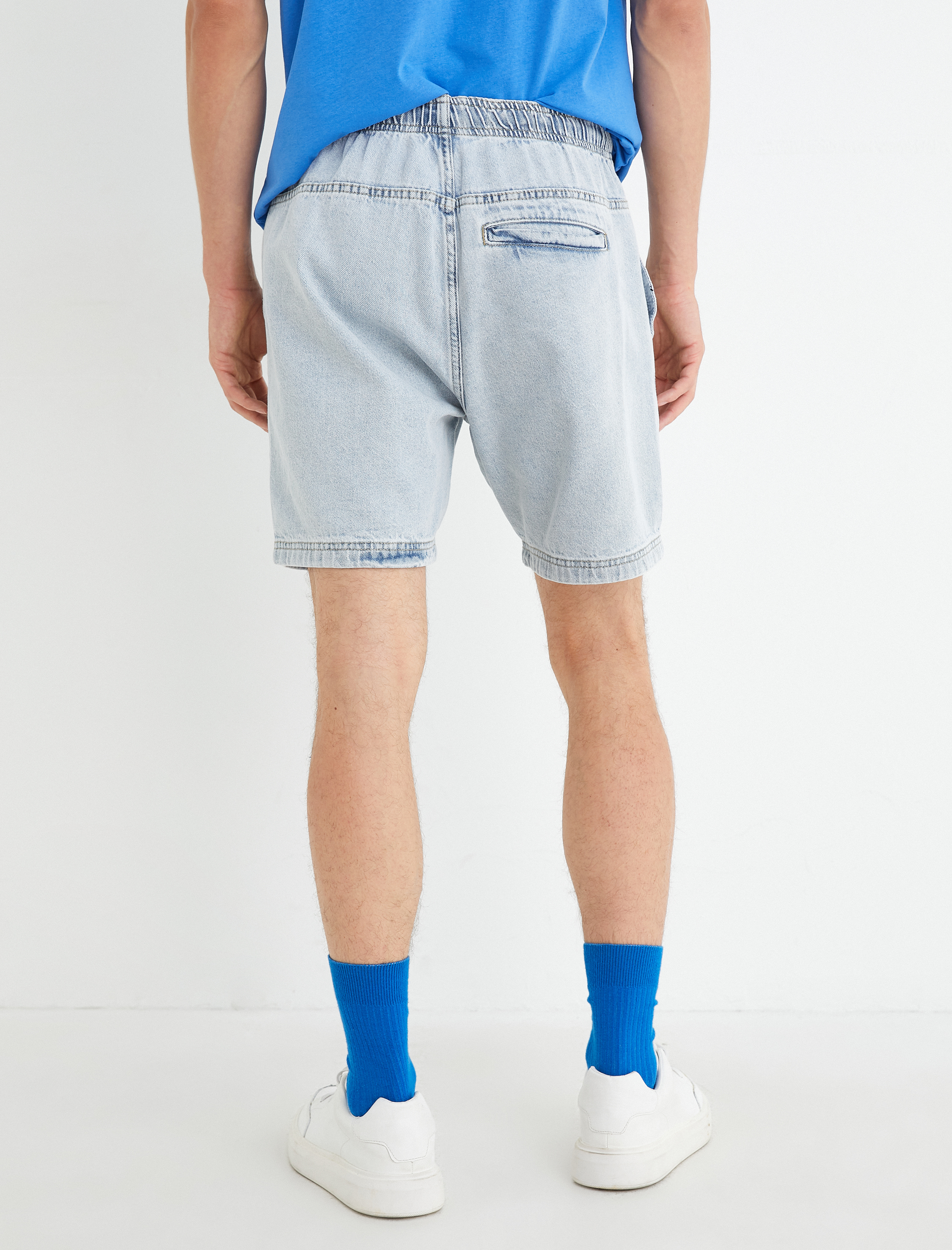   Kot Şort Beli Bağcıklı Cep Detaylı Pamuklu