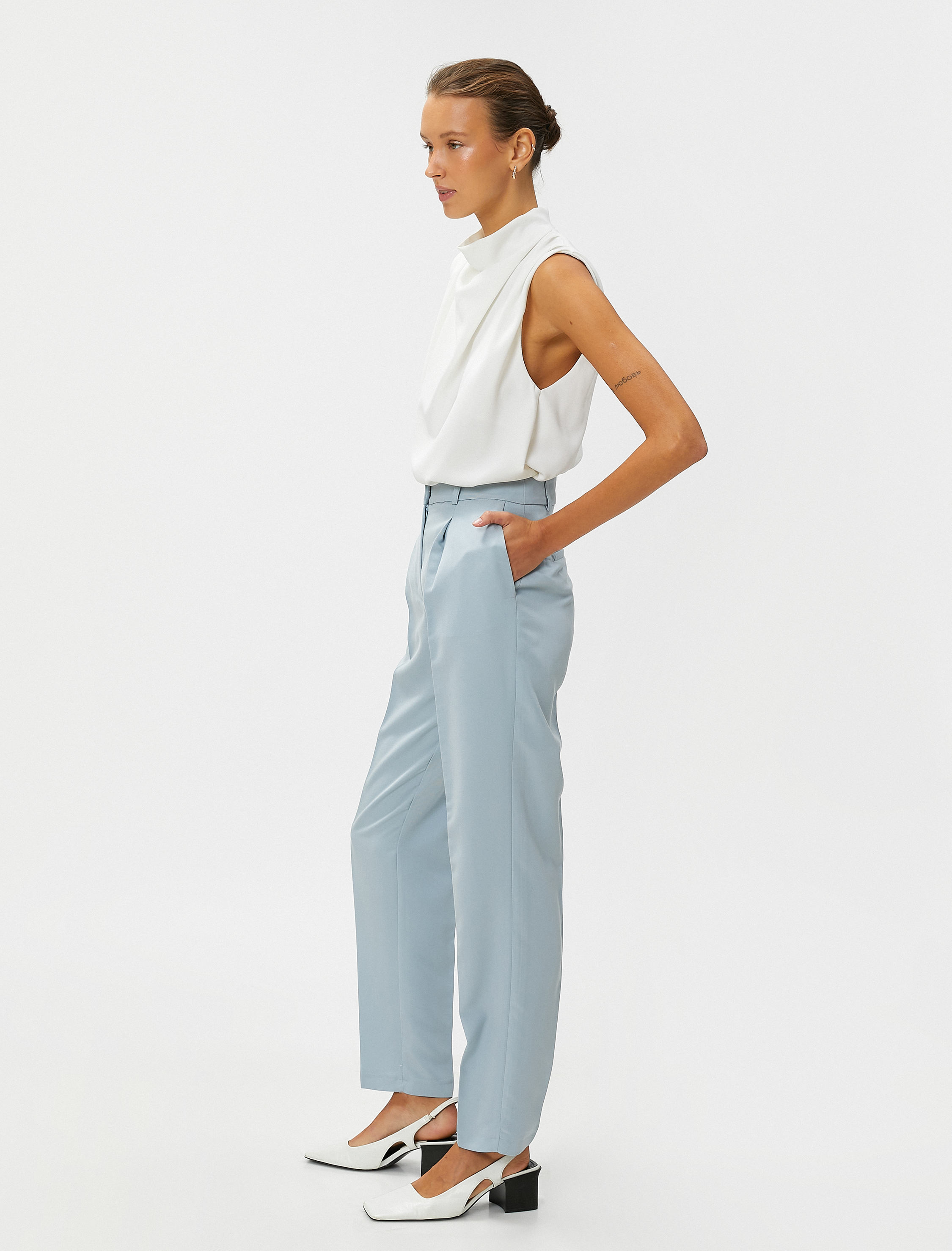   Cigarette Pantolon Cepli Pileli Modal Karışımlı