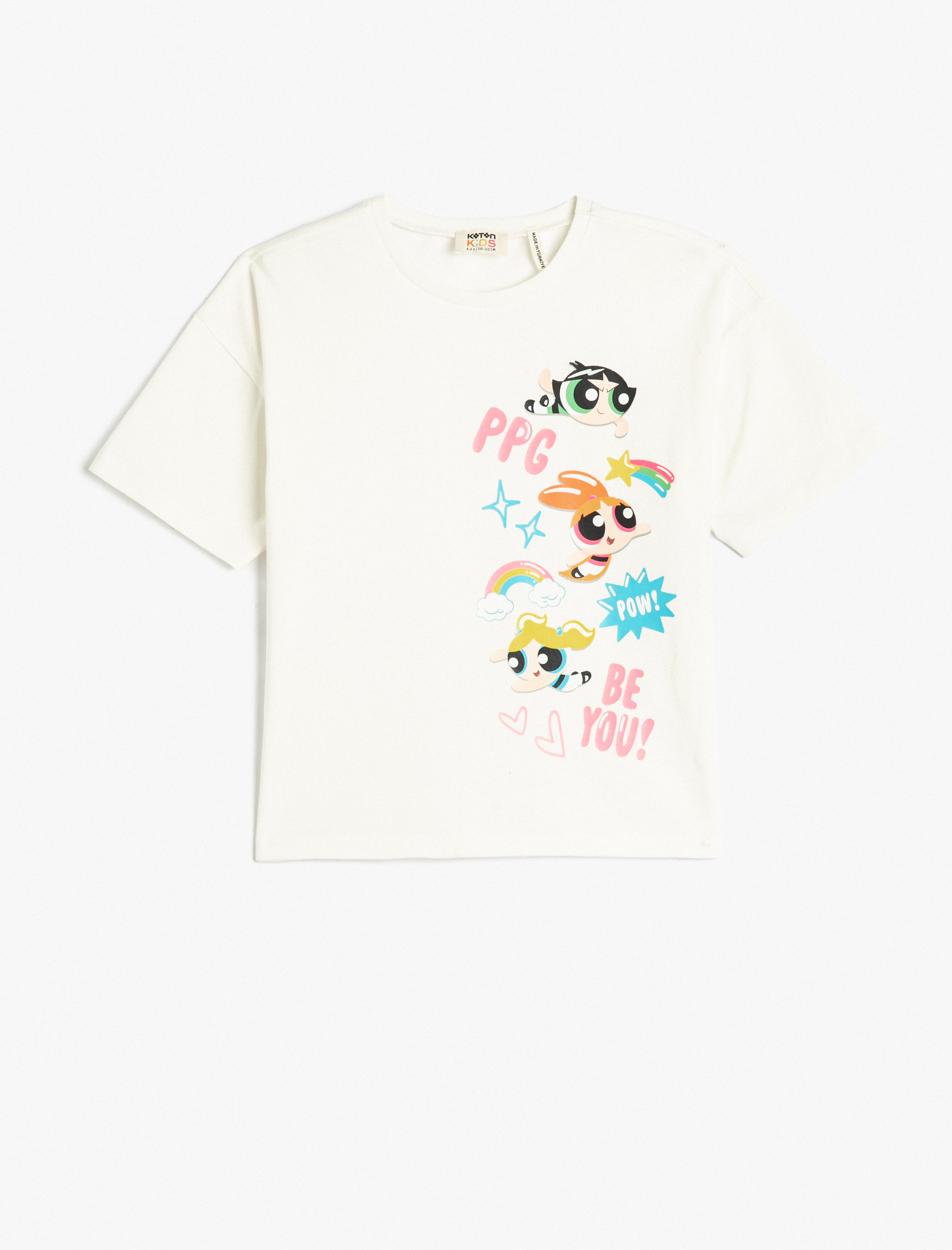  Kız Çocuk Powerpuff Girls Tişört Lisanslı Kısa Kollu Bisiklet Yaka Pamuklu