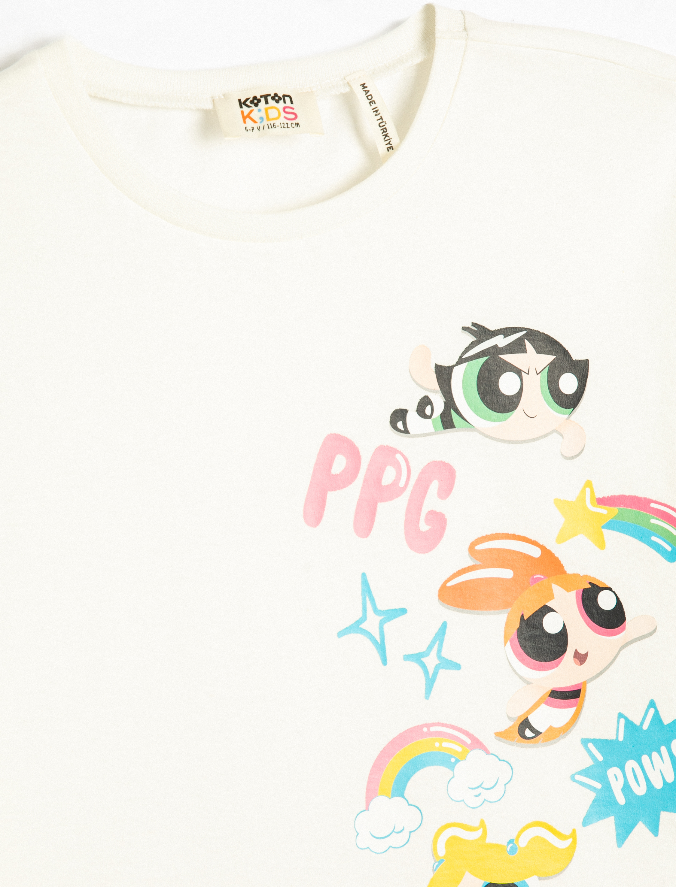  Kız Çocuk Powerpuff Girls Tişört Lisanslı Kısa Kollu Bisiklet Yaka Pamuklu