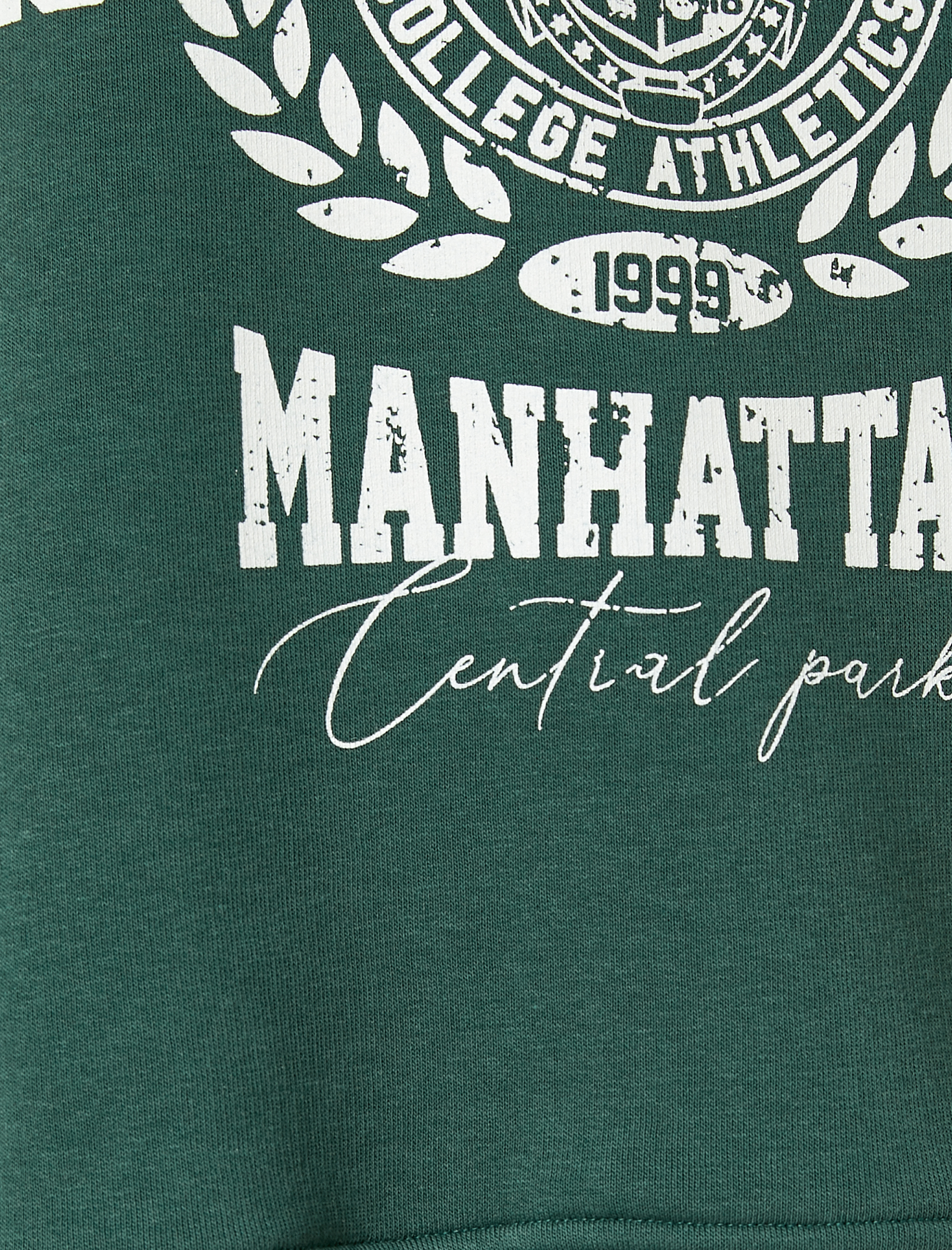   Şardonlu Kolej Sweatshirt Baskılı Bisiklet Yaka Ribanalı