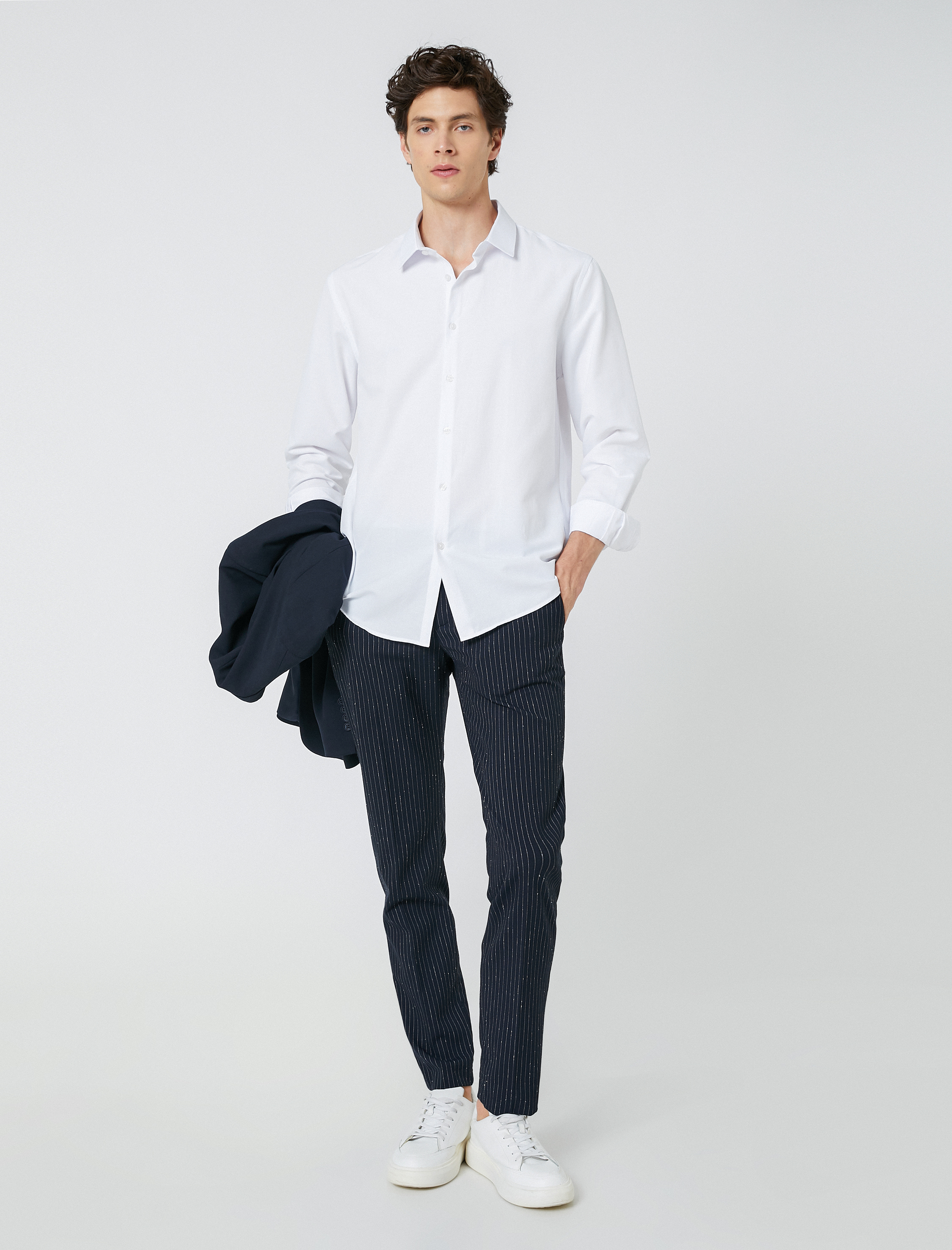   Spor Gömlek Slim Fit Klasik Yaka Uzun Kollu Non Iron