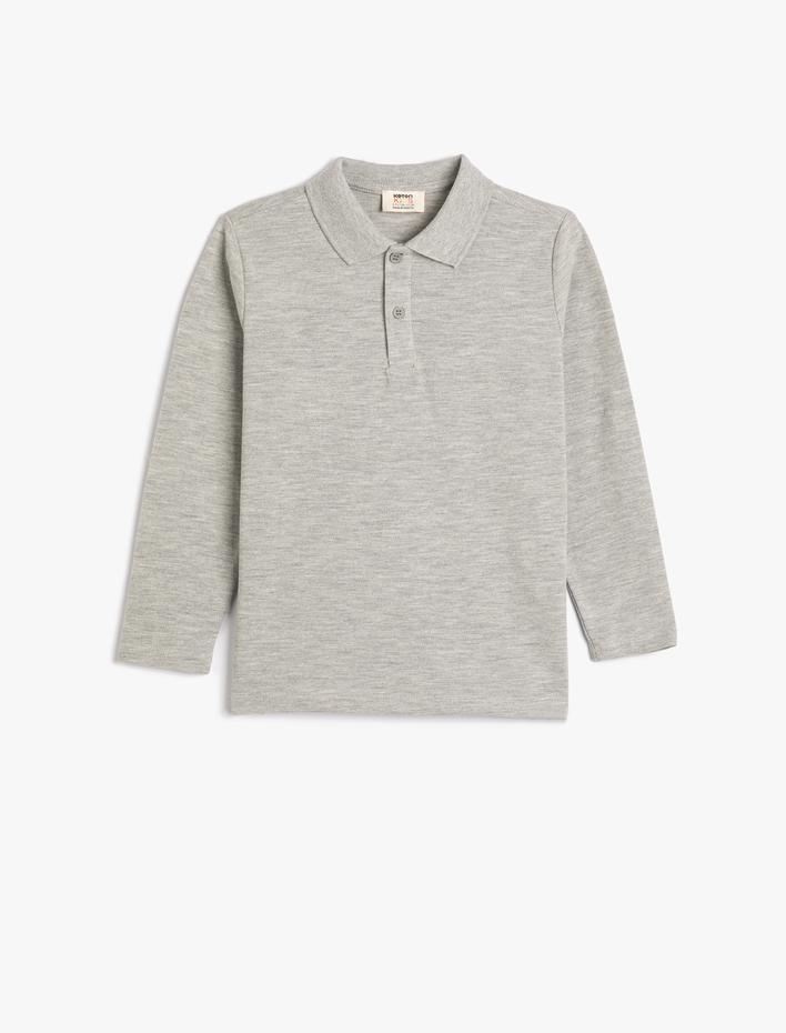 Erkek Çocuk Polo Tişört Uzun Kollu Düğmeli