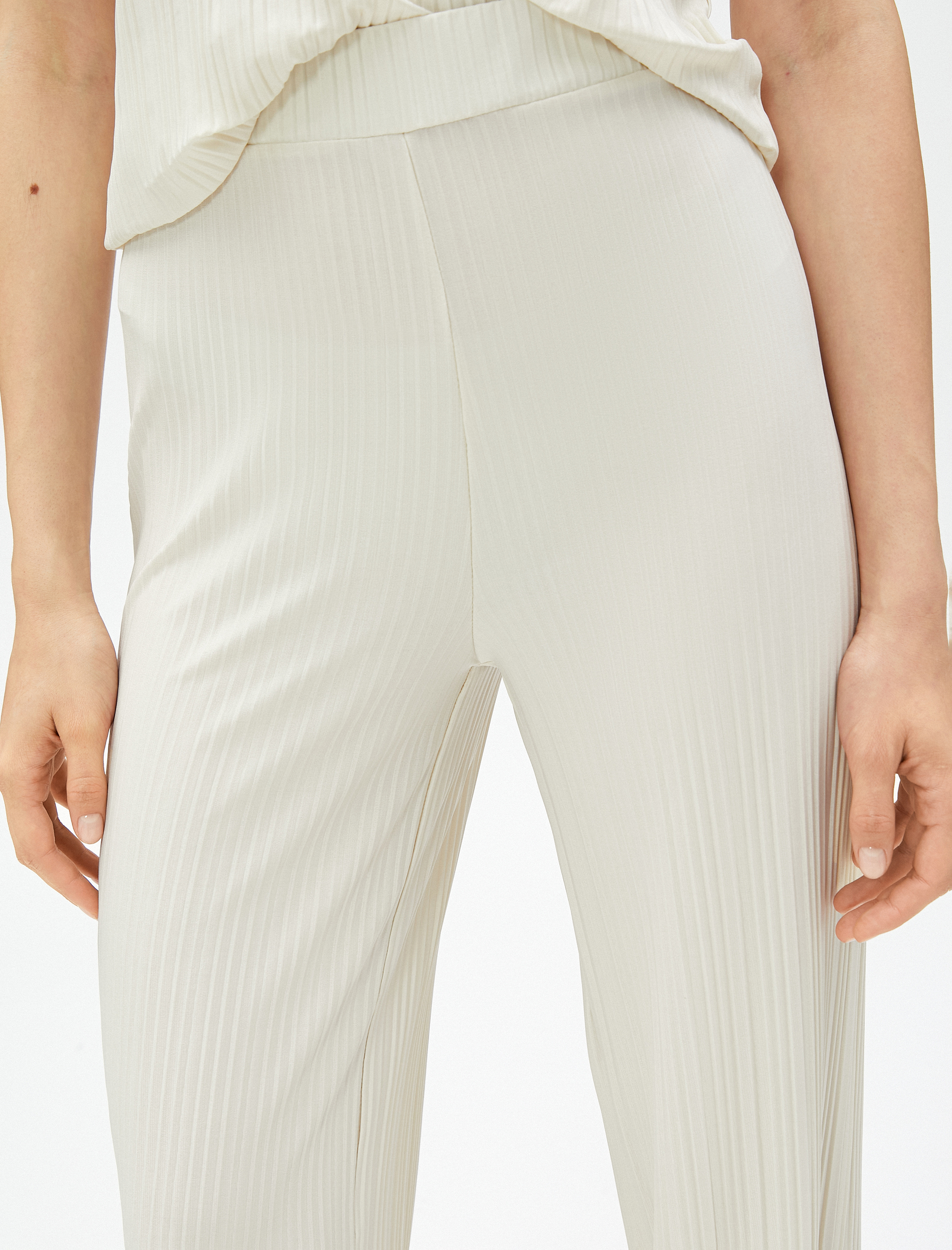   Piliseli Pantolon Yüksek Bel Beli Lastikli