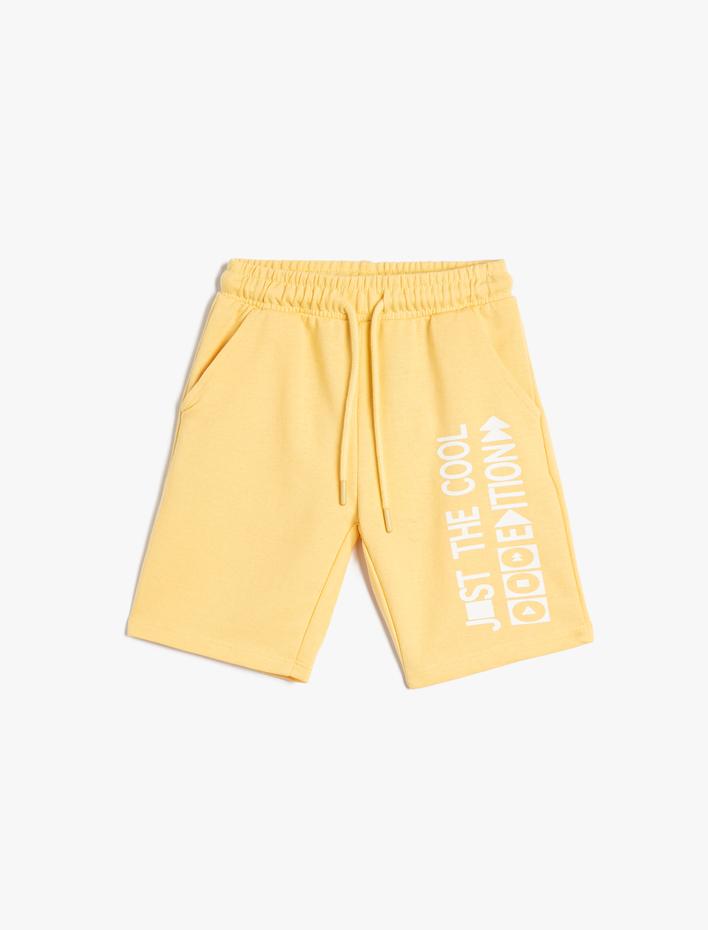 Erkek Çocuk Şort Beli Bağlamalı Cepli Baskılı Pamuklu