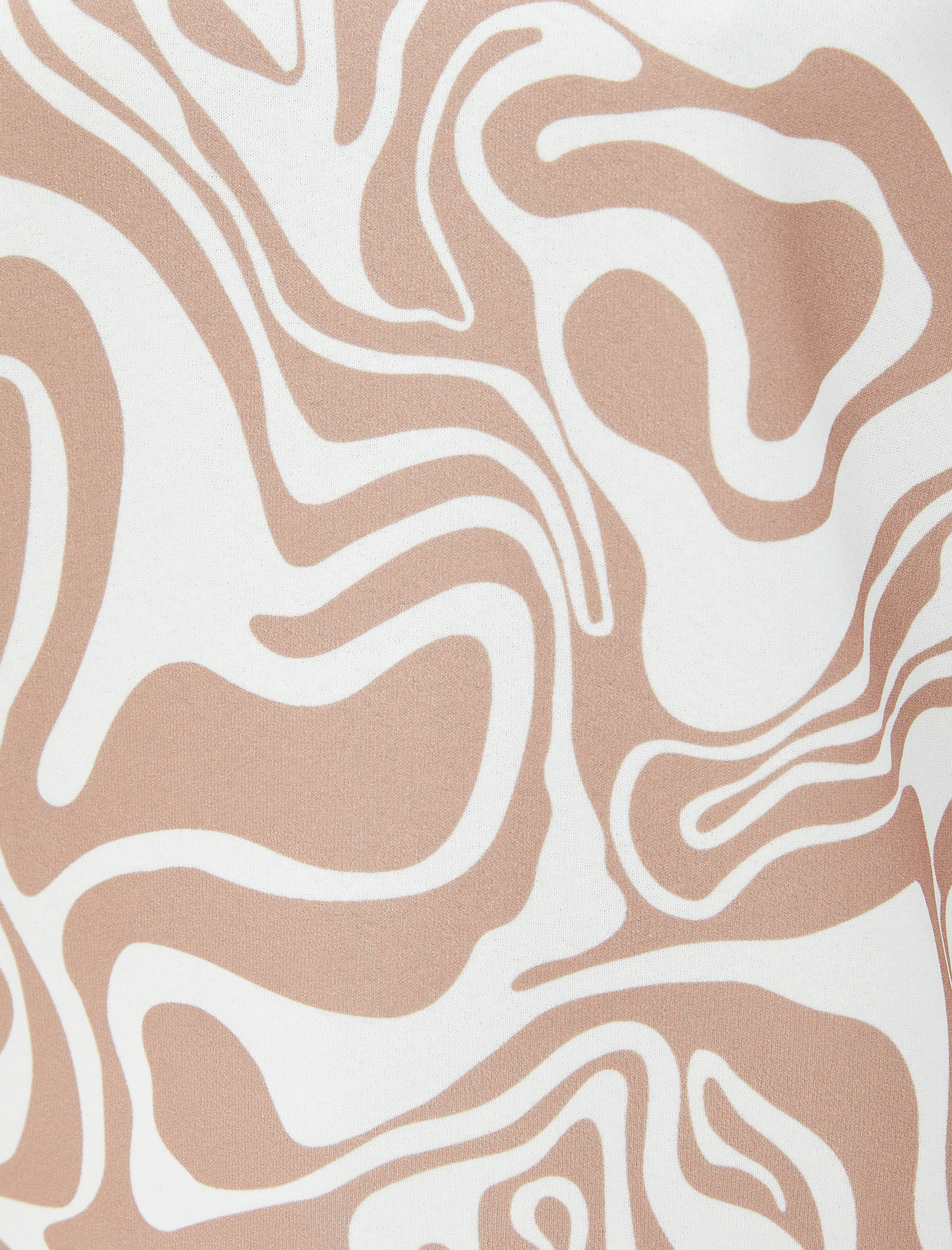   Şardonlu Bisiklet Yaka Sweatshirt Desenli Uzun Kollu Ribanalı