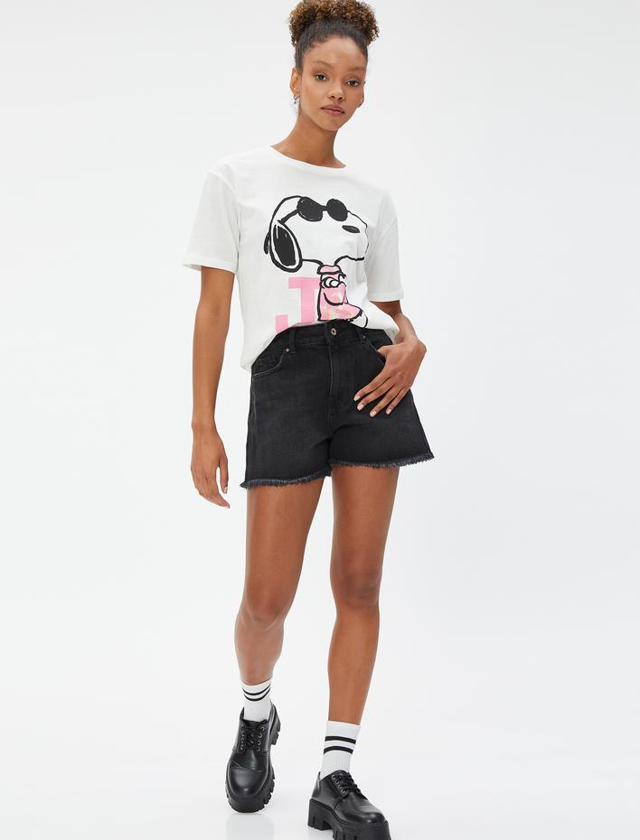  Snoopy Tişört Lisanslı Bisiklet Yaka Kısa Kollu Pamuklu