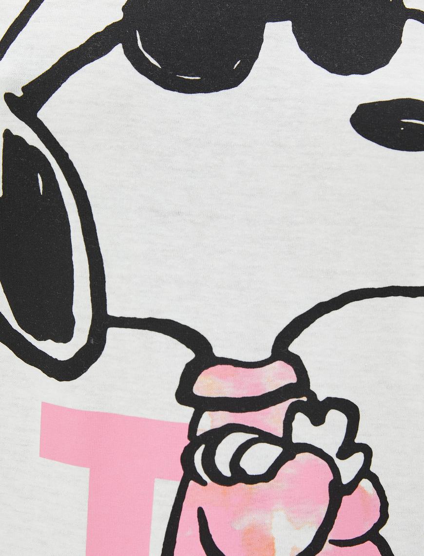   Snoopy Tişört Lisanslı Bisiklet Yaka Kısa Kollu Pamuklu